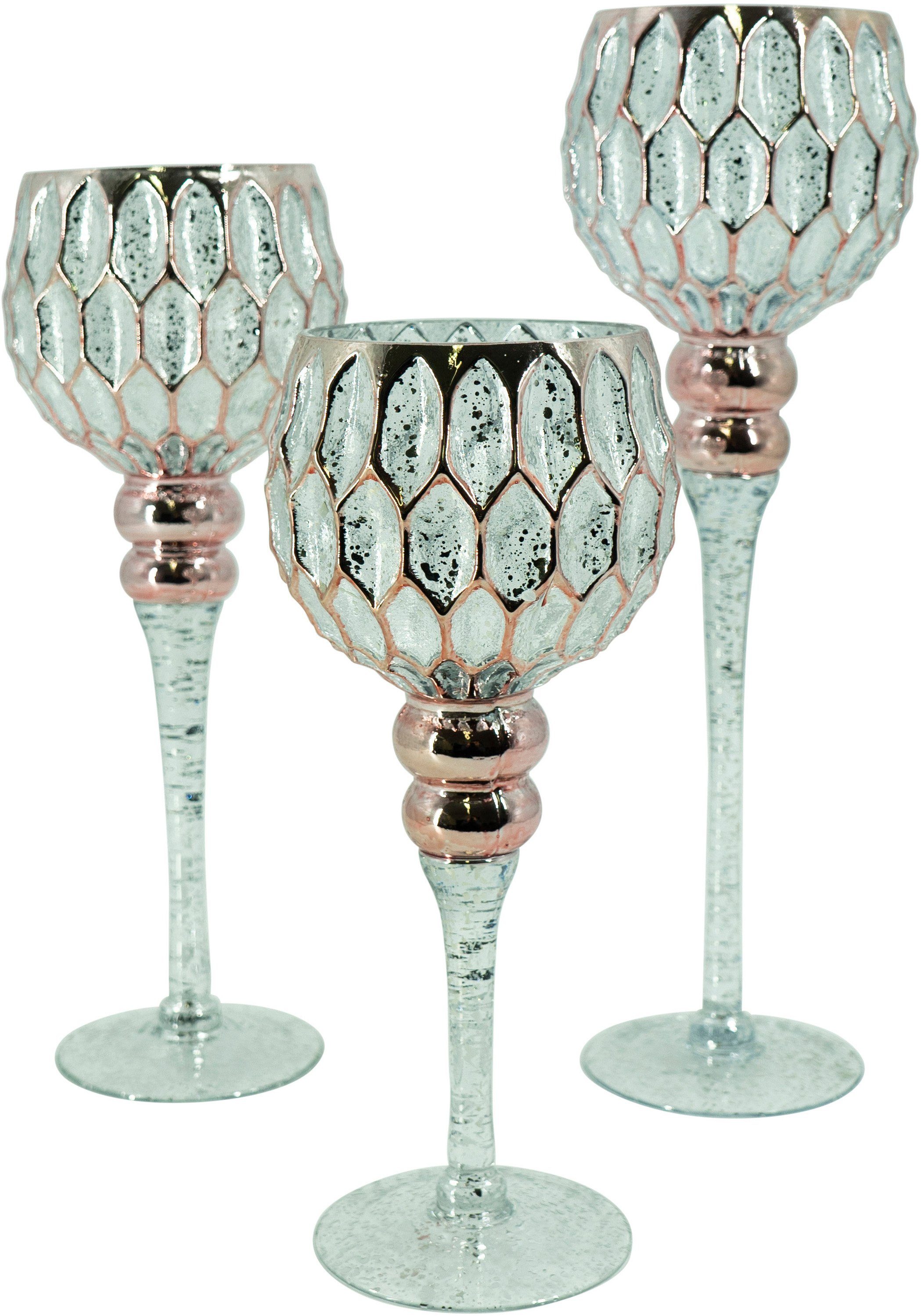 NOOR LIVING Kerzenhalter (Set, 3 aus Weihnachtsdeko St), Cordoba, Glas