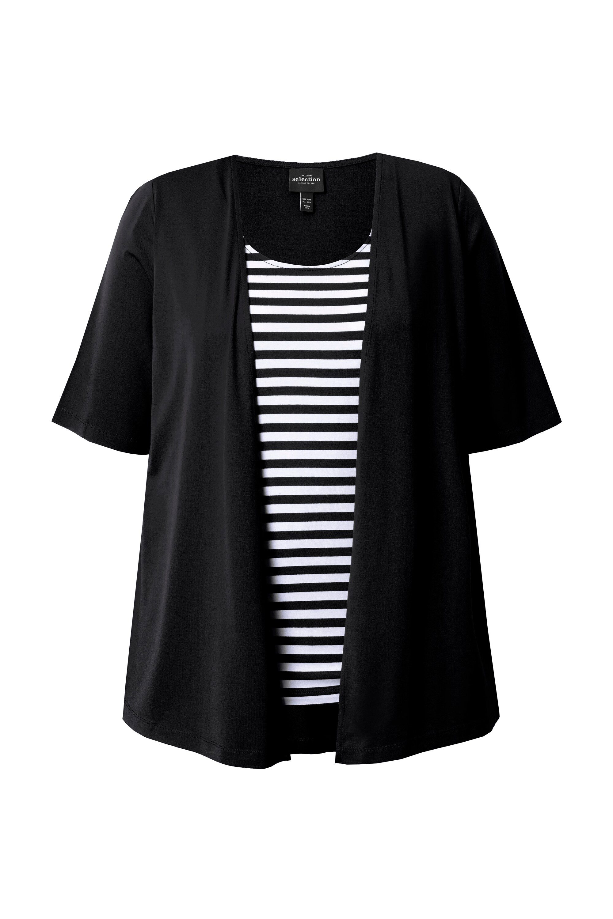 Ulla Popken T-Shirt 2-in-1-Shirt Ringel Rundhals günstig online kaufen