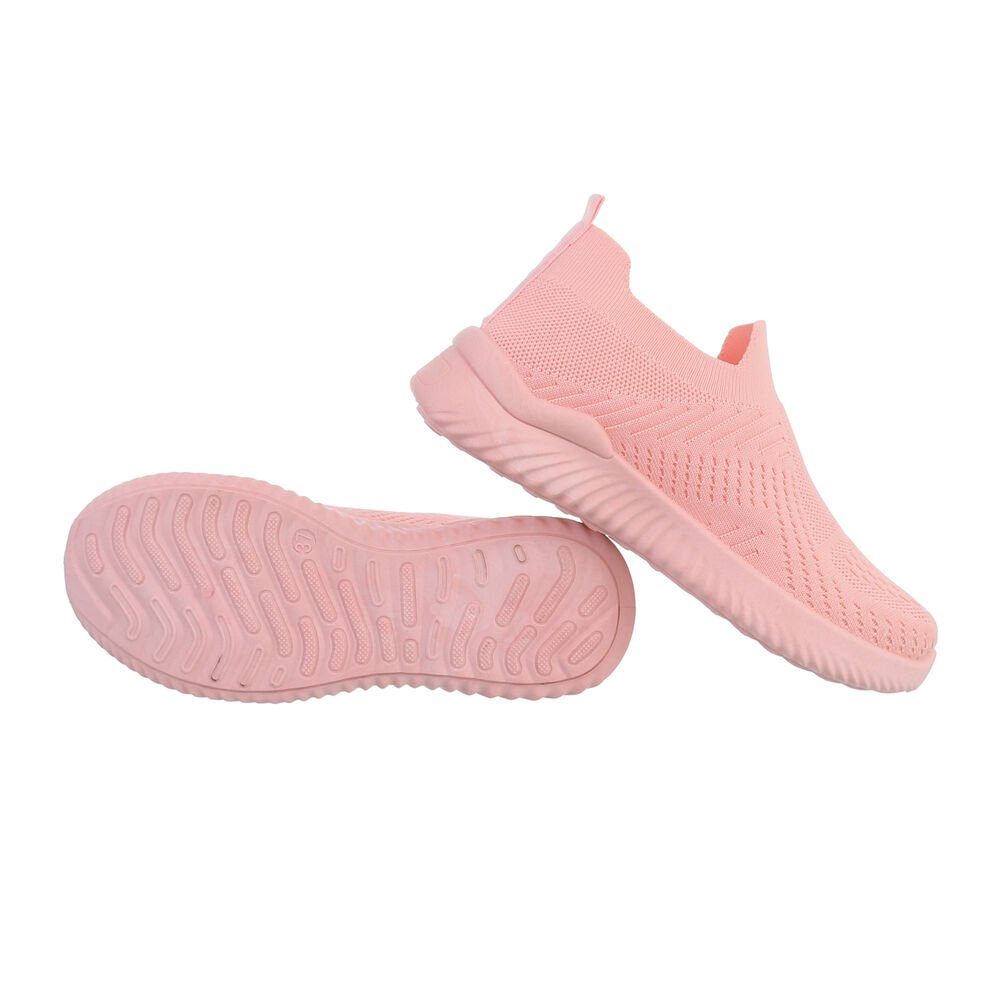 Flach Low-Top Sneakers Slipper Freizeit Damen Ital-Design Rosa in Low