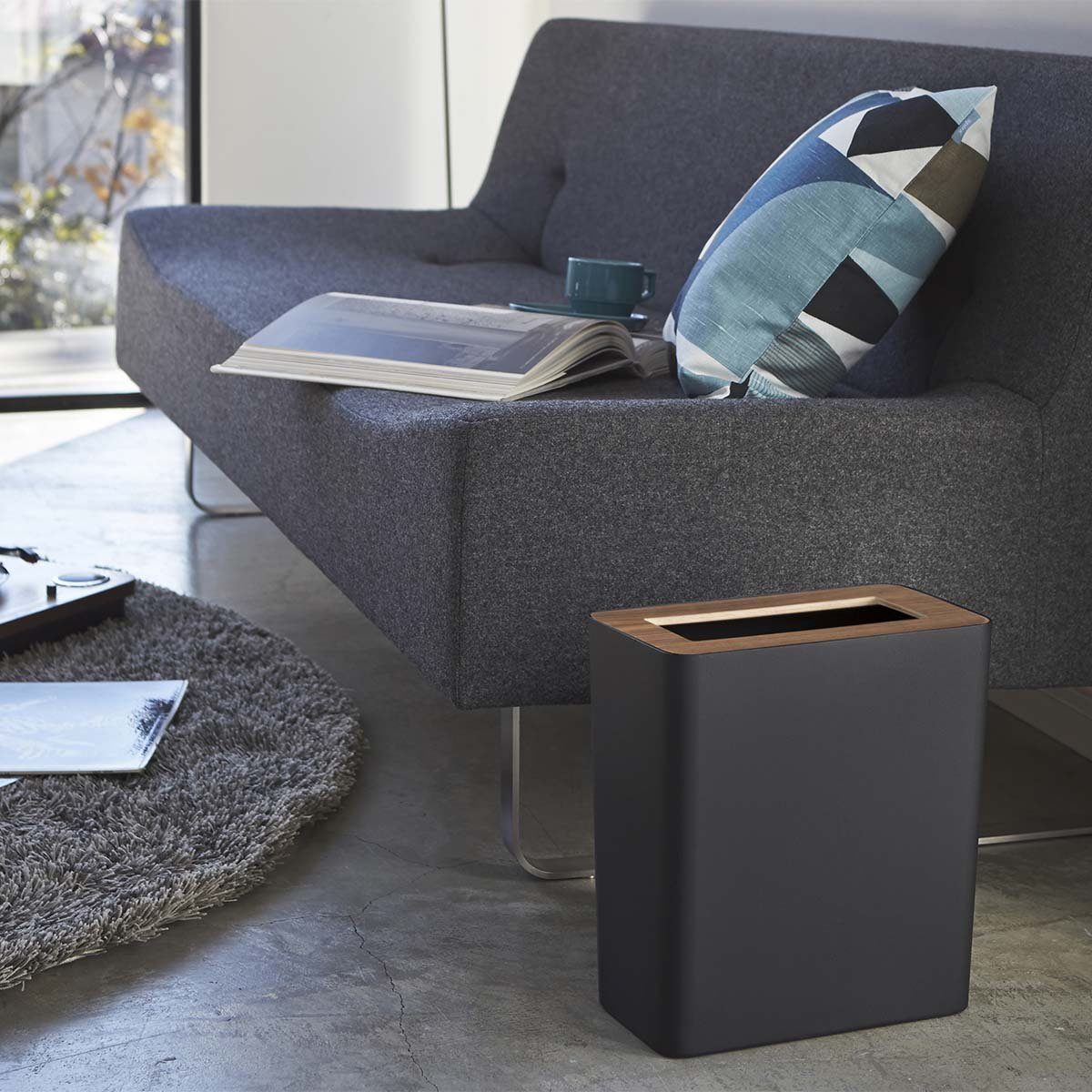 Yamazaki Papierkorb Rin, Mülleimer, klein und minimalistisch, modern, eckig, nur 30cm hoch