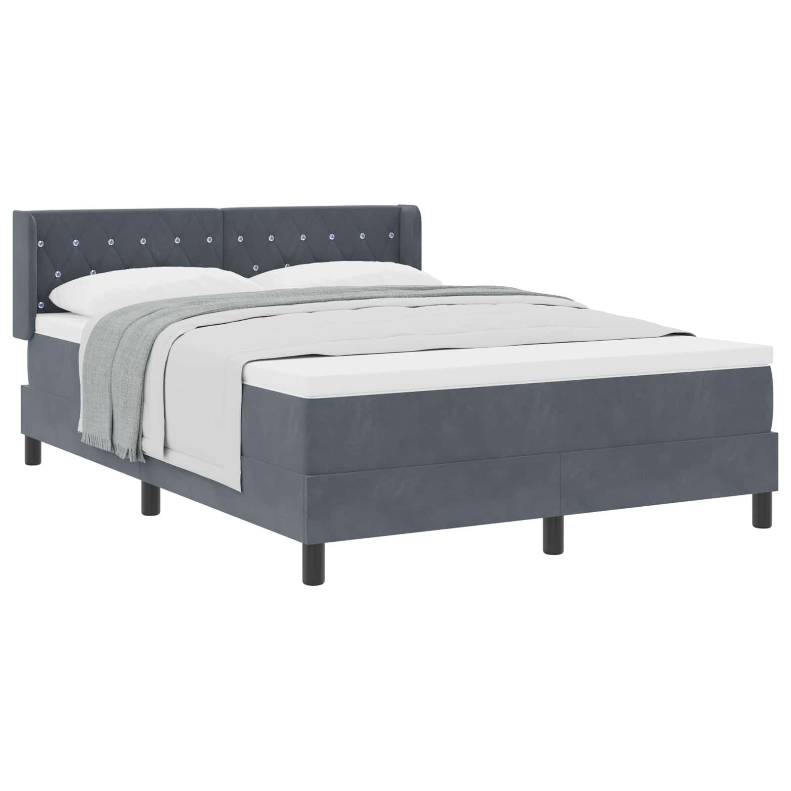 Bett Boxspringbett mit Kopfteil Dunkelgrau 200 x 140 cm Samt