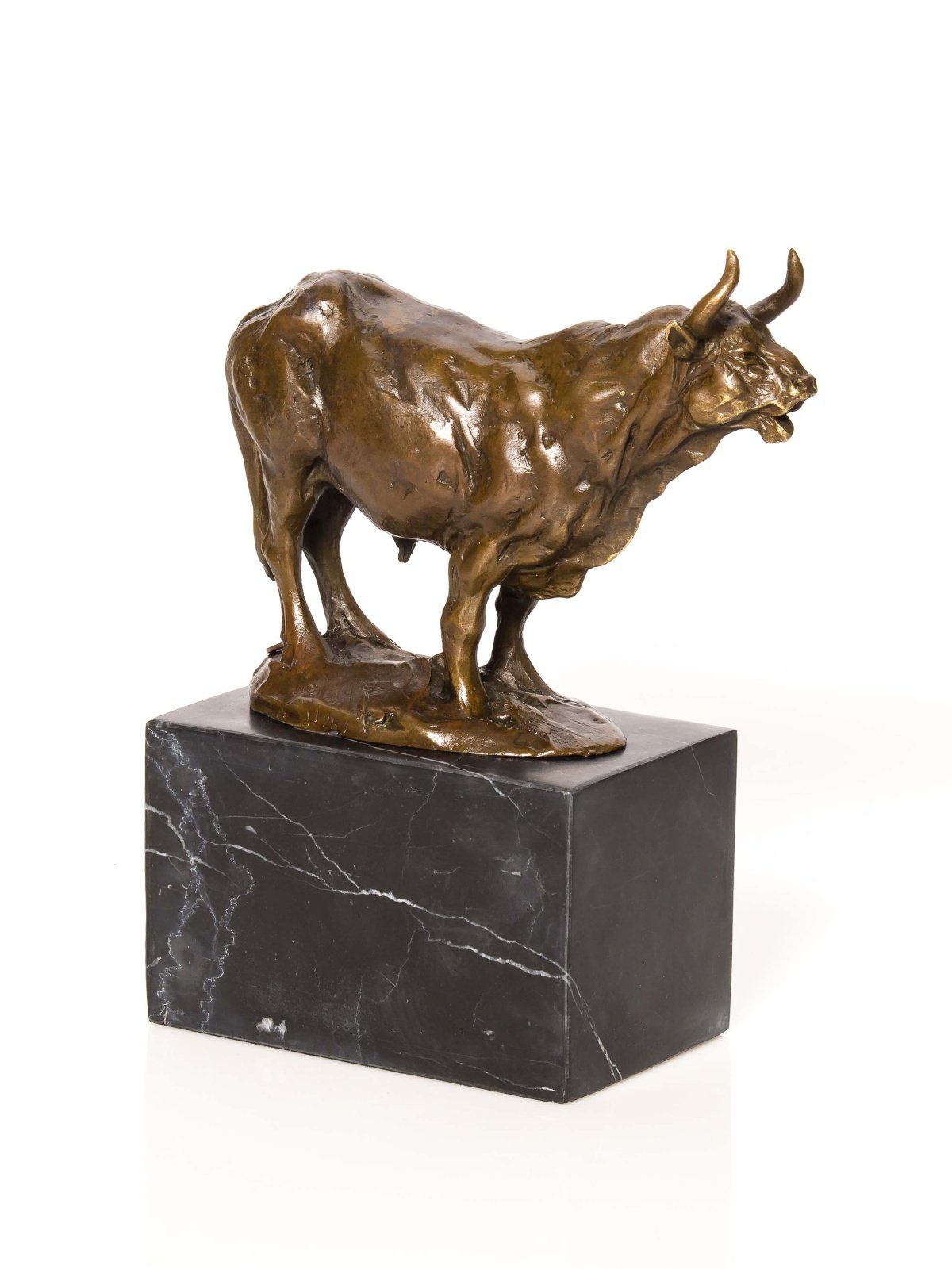 Bronze Bronzeskulptur Bronzefig Bulle Bull Skulptur Marmor Skulptur Aubaho Figur Stier