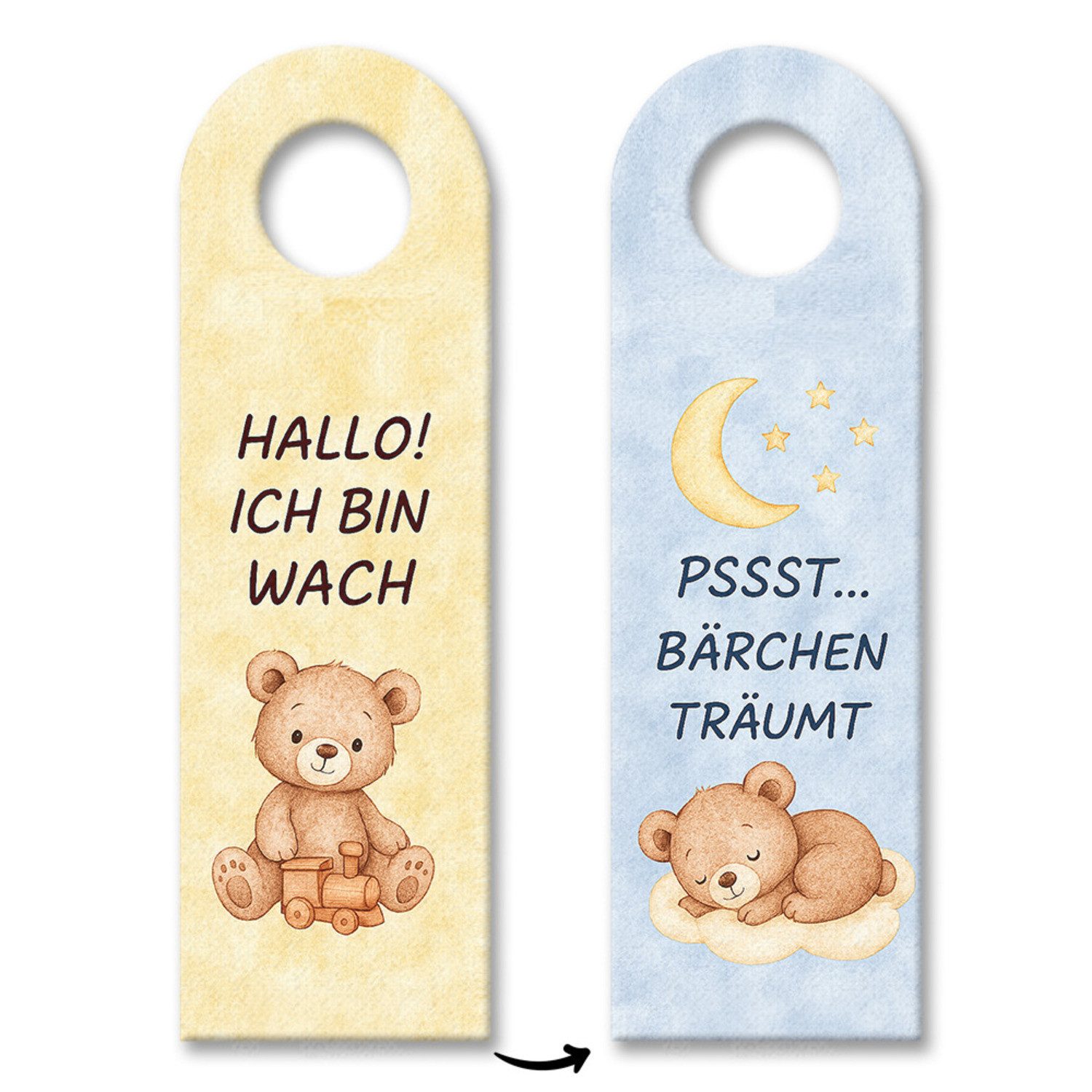 speecheese Dekohänger Teddybär Ich bin wach Bärchen träumt Türhänger fürs Kinderzimmer