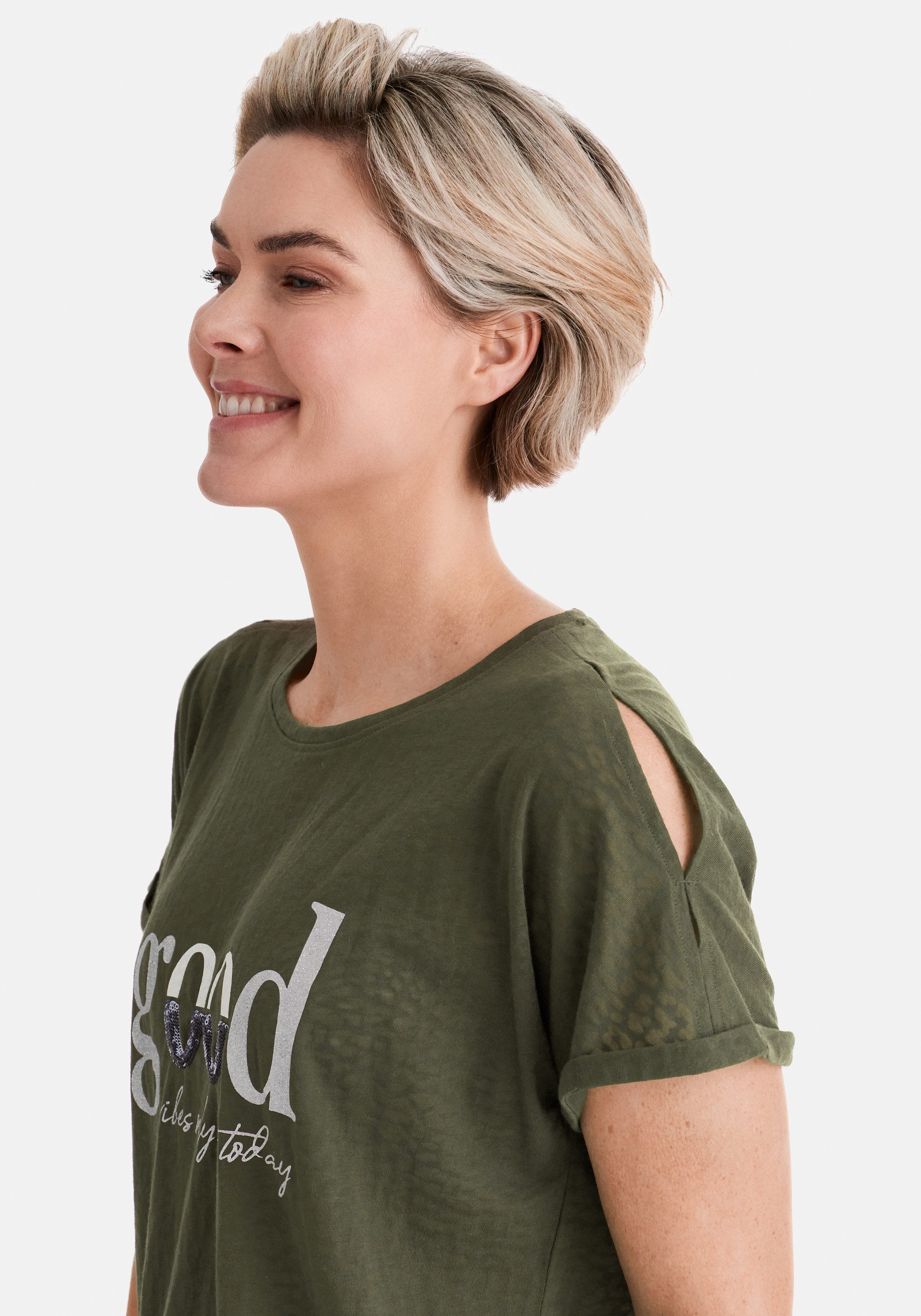 STOOKER WOMEN Kurzarmshirt STCLEA Print T-Shirt Regular Fit T-Shirt Spitzen- Shirt für Damen