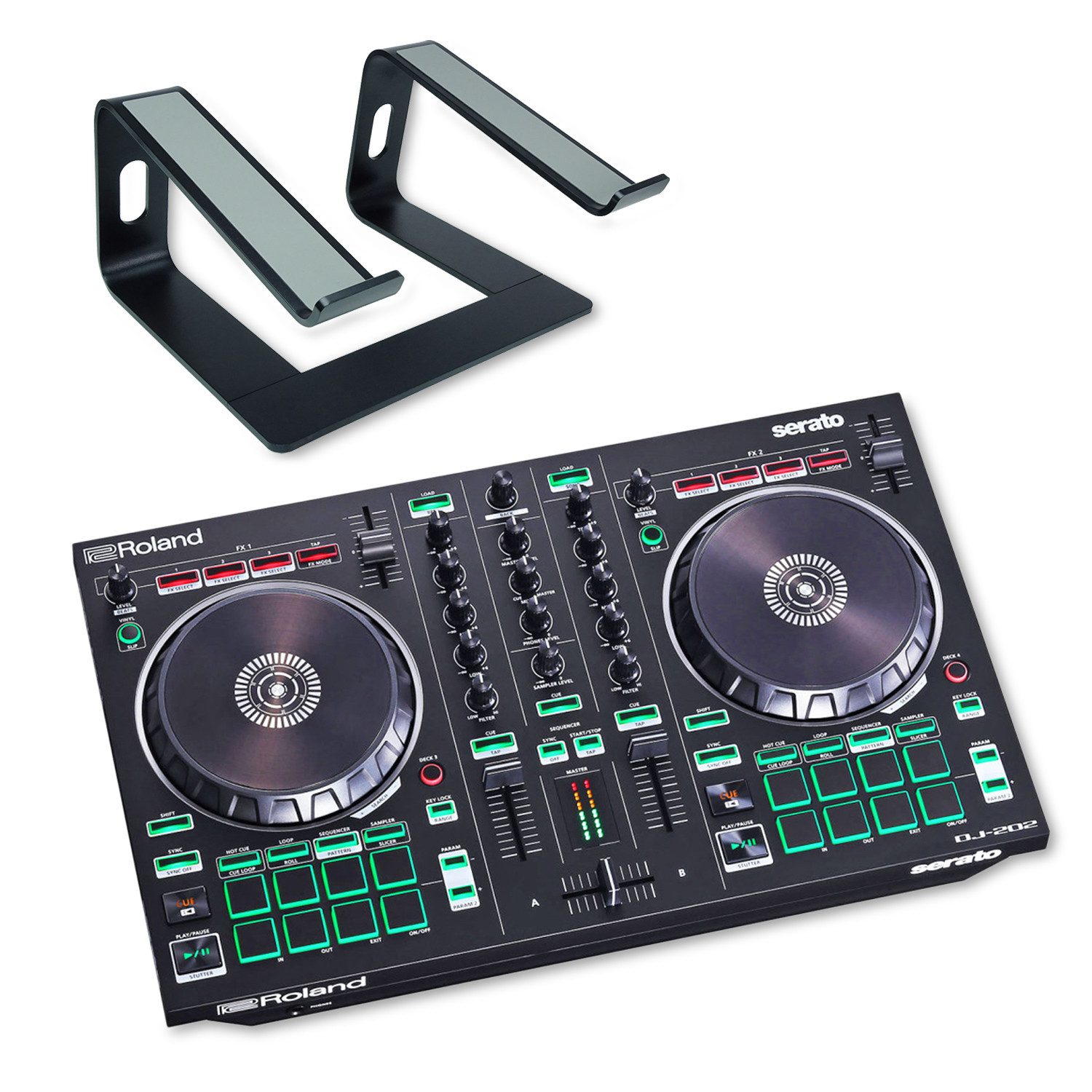 DJ Controller Roland DJ-Controller DJ-202 mit Laptopständer BK