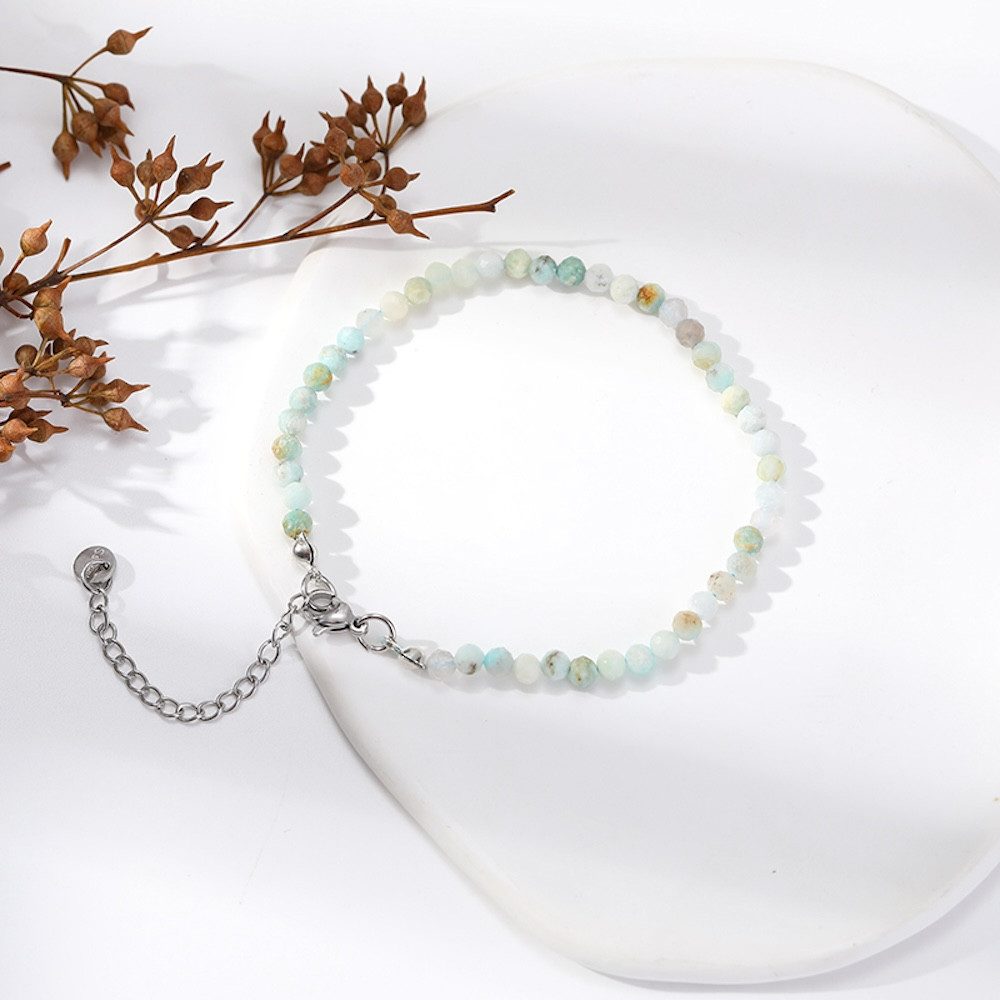 Kim Johanson Fußkette Naturstein Perlenfußkette (1-tlg), mit Edelstahlverschluss