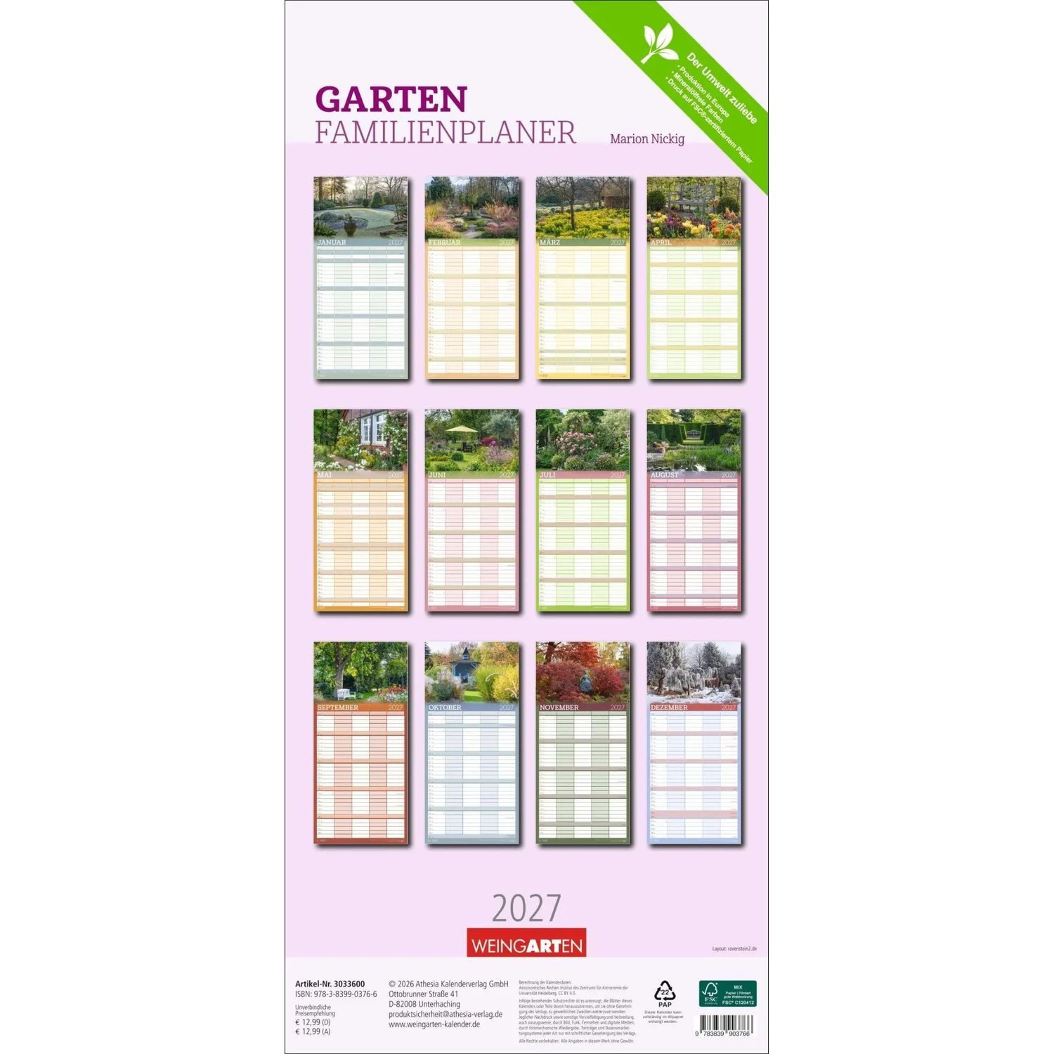 Wandkalender Garten Familienplaner 2027 – Bild 2 von 5