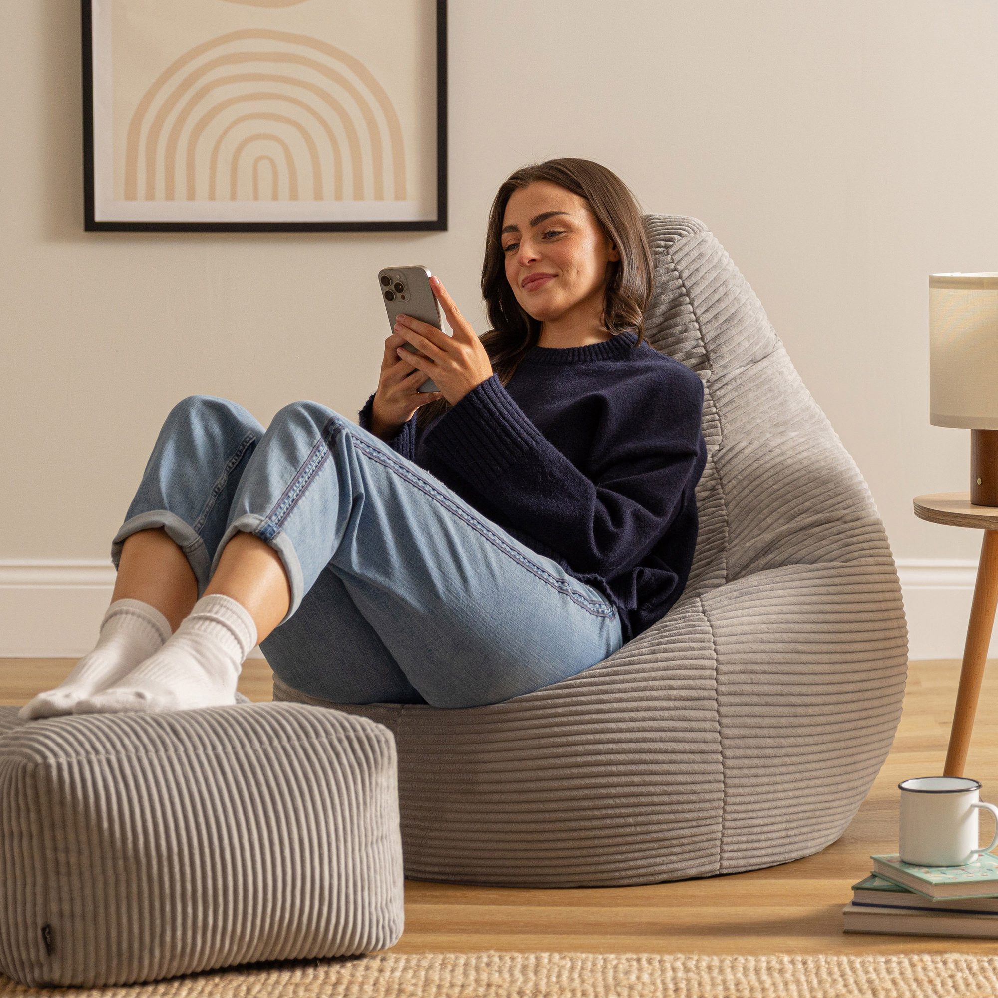 icon Sitzsack Sessel mit Liege aus Cord „Dalton“ mit Hocker (Spar-Set, 1 x günstig online kaufen