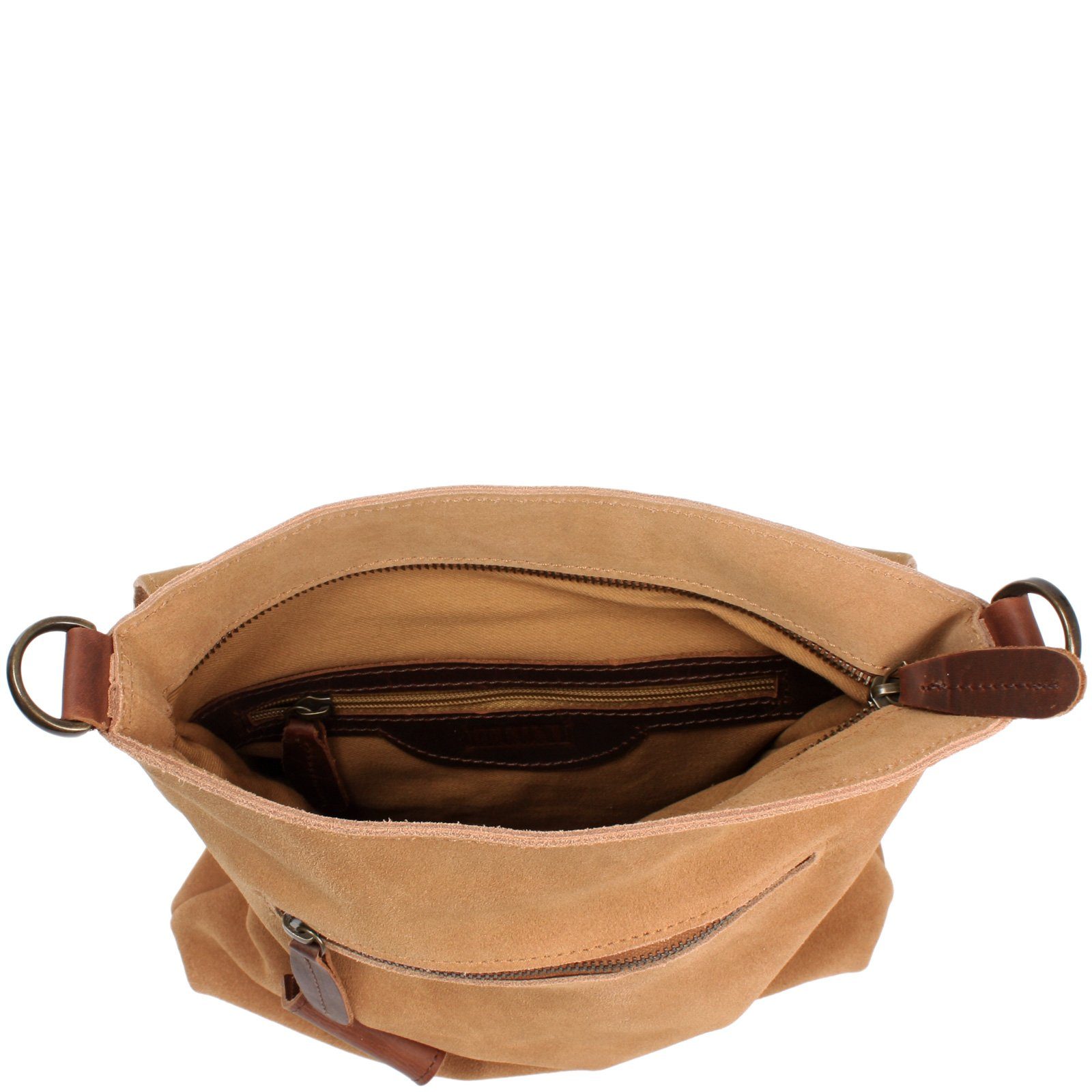 LECONI Umhängetasche Handtasche Ledertasche Damen Schultertasche Echt Wild-Leder LE3027, Überschlag & Reißverschluss – viele Fächer & Farben – 29 × 29 × 6 cm – Bild 5 von 5