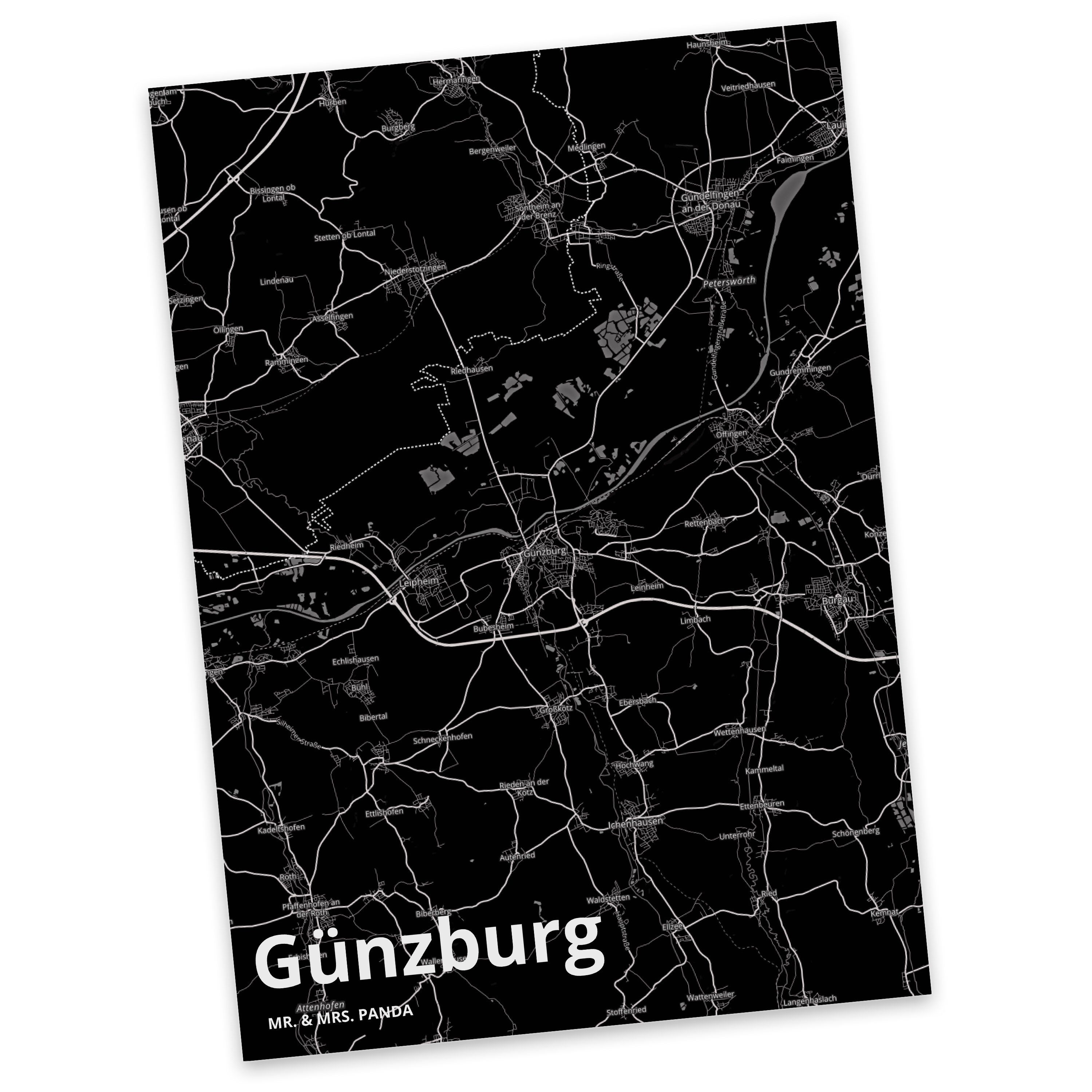 Mr. & Mrs. Panda Postkarte Günzburg - Geschenk, Einladungskarte, Städte, Grußkarte, Dorf, Ansich