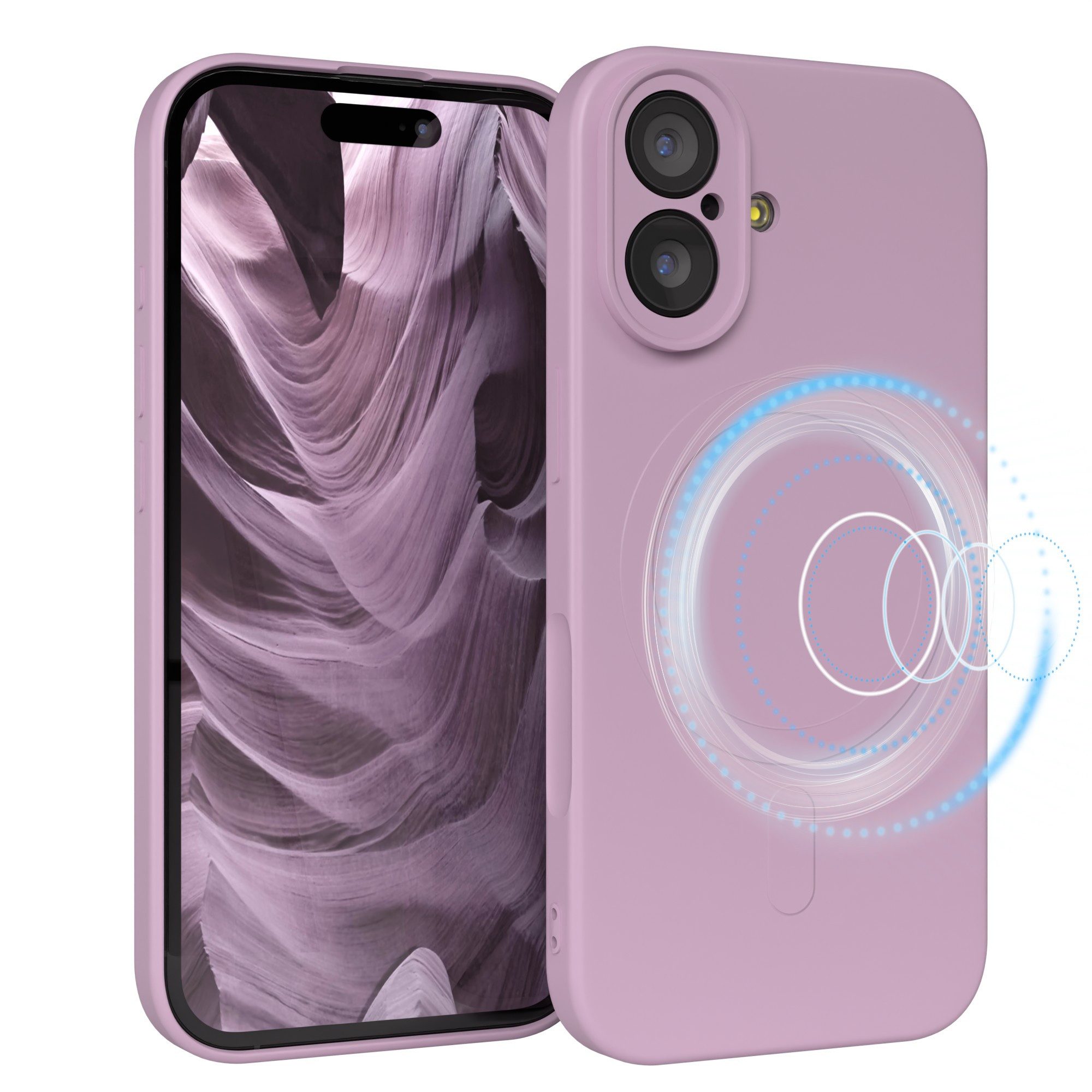 EAZY CASE Handyhülle für Apple iPhone 17 Hülle Silikon 6,3 Zoll, MagSafe Slimcover Kameraschutz Qi-Charging Softcover weich Flieder
