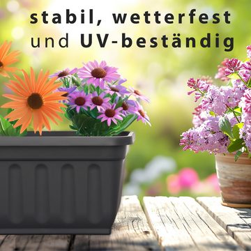 Hausfelder Blumenkasten Balkonkasten Set mit Wasserspeicher (2 St., Jedes Set enthält: Füllstandsanzeiger, Boden, Pflanzkasten), Blumenkästen UV- und witterungsbeständig für innen und außen, matt