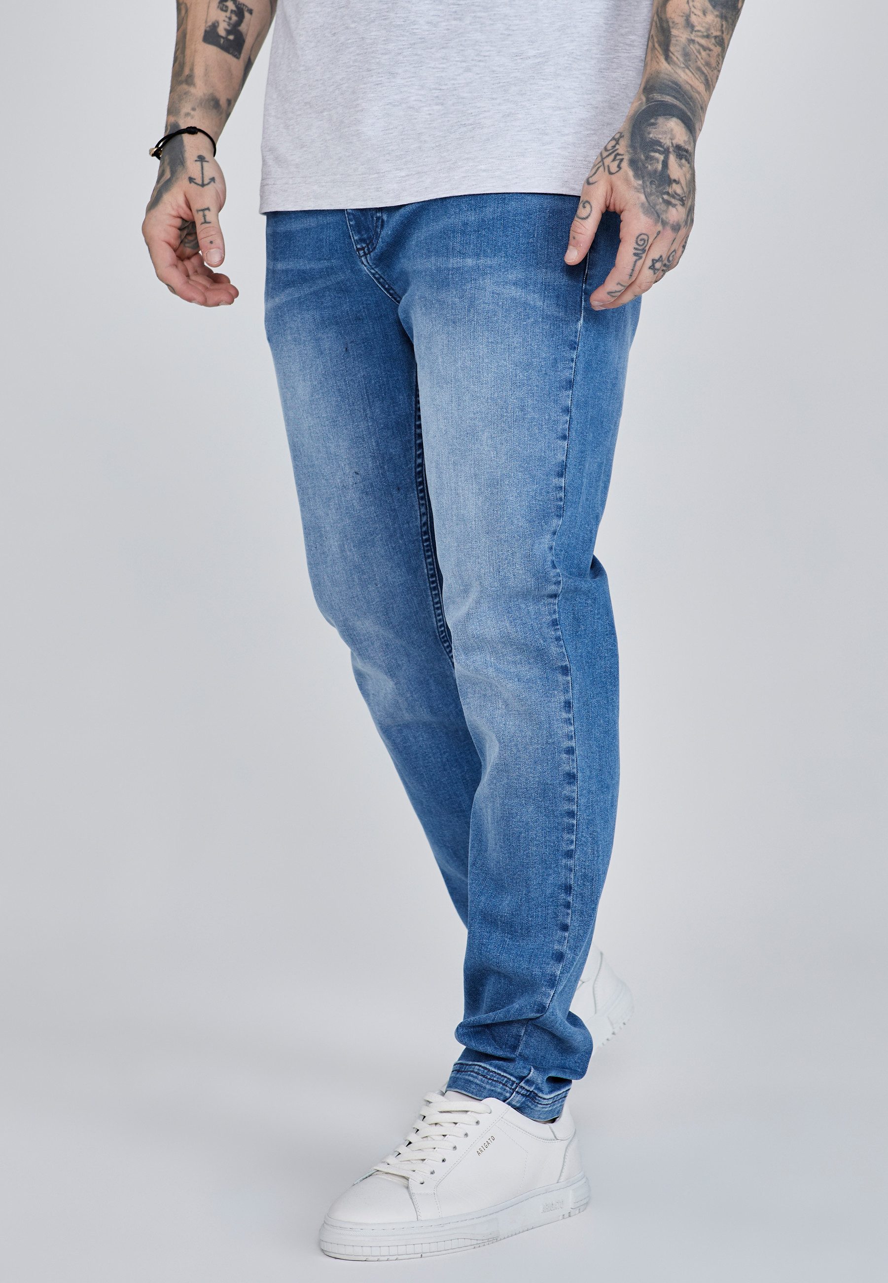 Slim-fit-Jeans SikSilk Herren Blaue Slim Fit Jeans