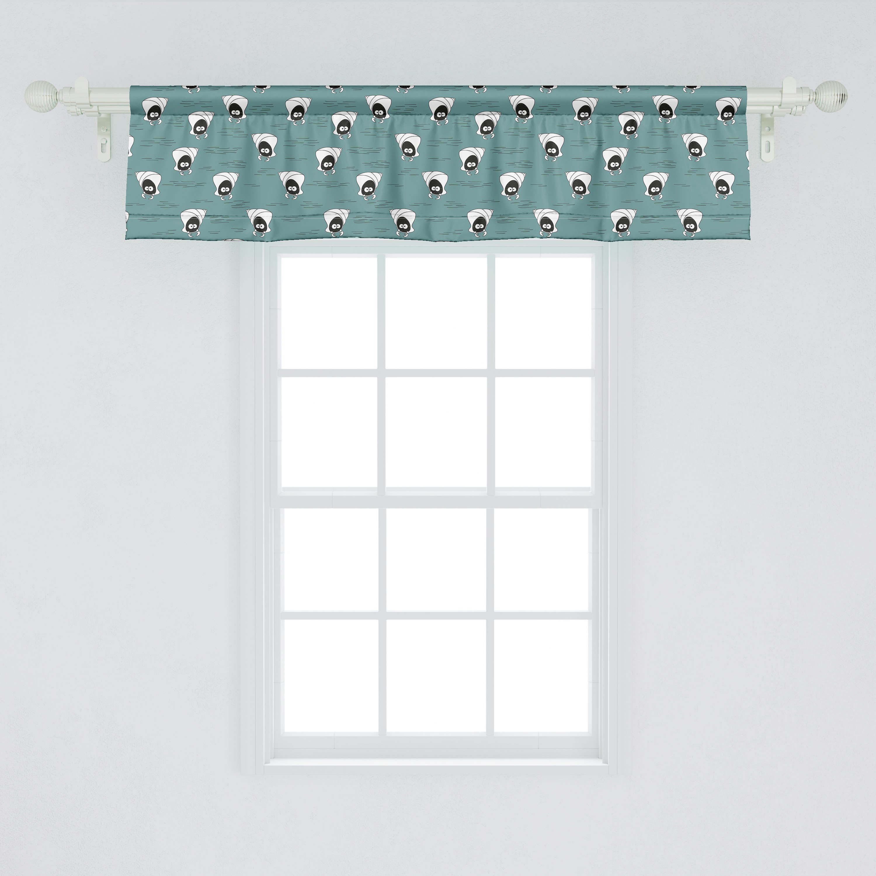 Microfaser, Crab Vorhang Images mit Abakuhaus, Nautisch Stangentasche, Cartoon-Stil für Dekor Scheibengardine Schlafzimmer Volant Küche