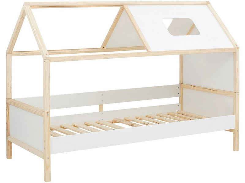loft24 Kinderbett Bob, Hausbett aus Kiefer Massivholz, Liegefläche 90x200 cm, Kinderbett