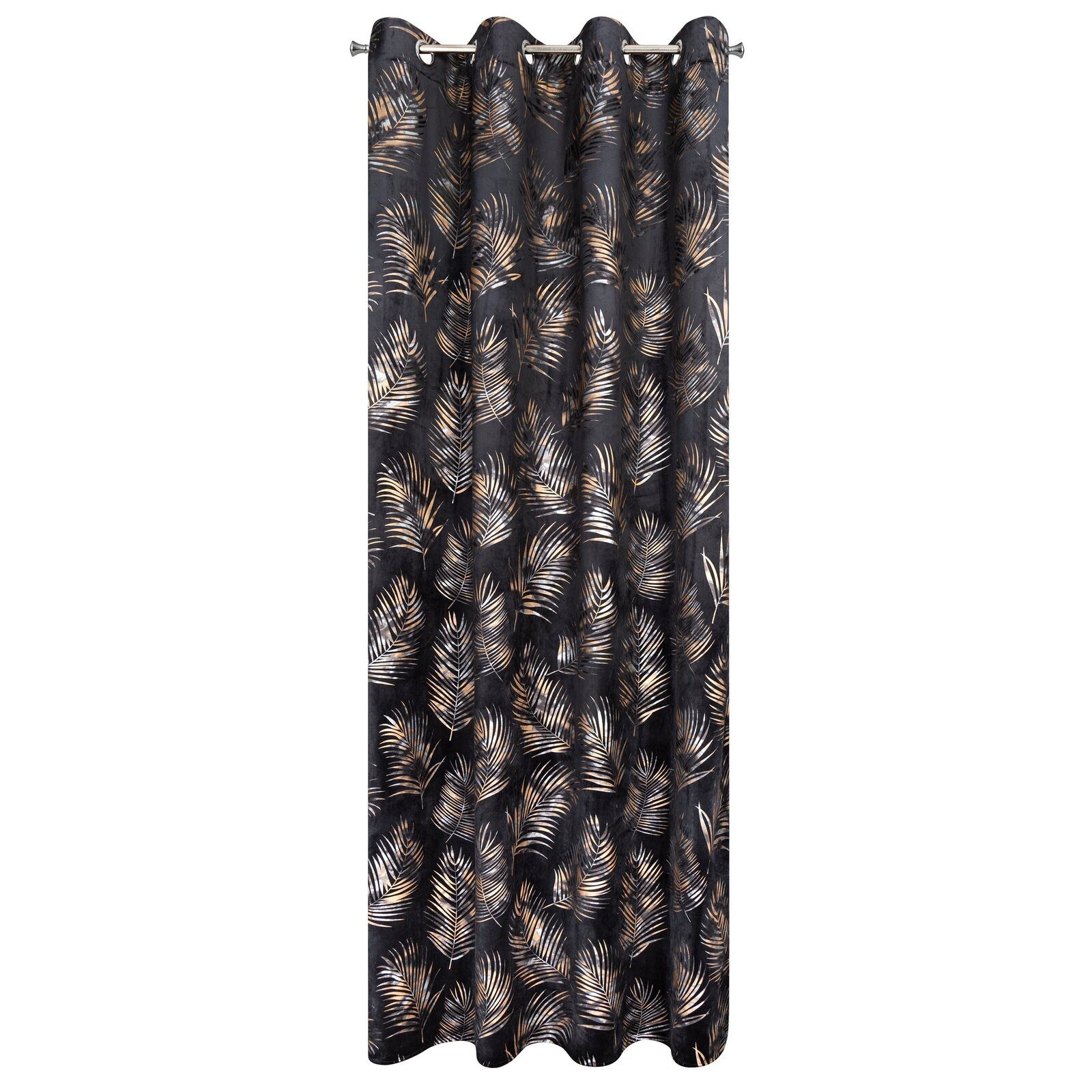 Eurofirany Vorhang Velvet Vorhänge mit goldenem Blättermuster, Velours Vorh günstig online kaufen