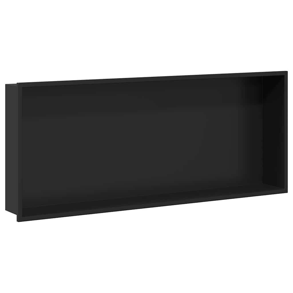 vidaXL Duschwand Duschnische Schwarz 75 x 30 x 9,5 cm Edelstahl, (1 tlg)