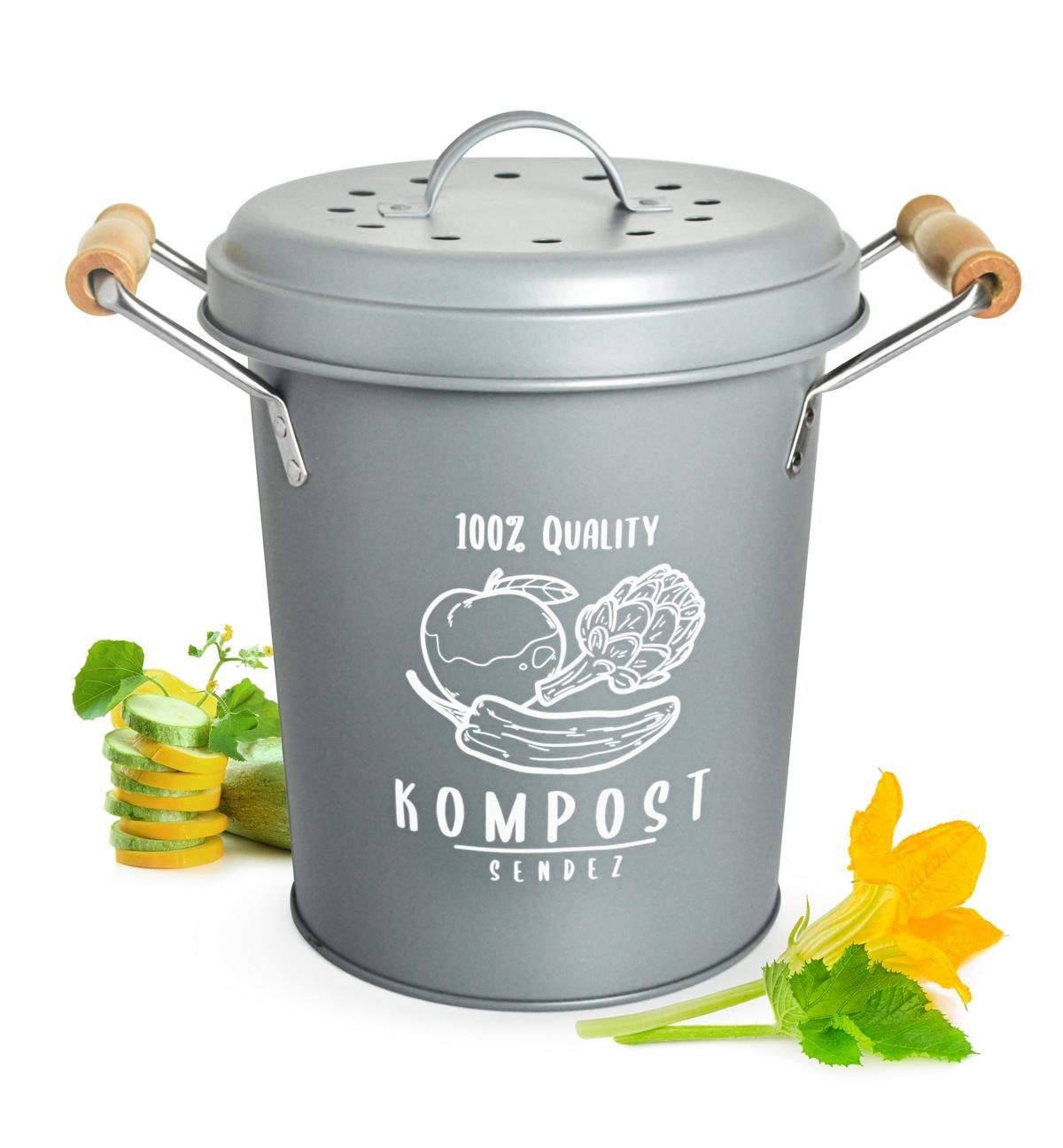 Sendez Biomülleimer Komposteimer mit Aktivkohlefilter Kompostbehälter Mülleimer