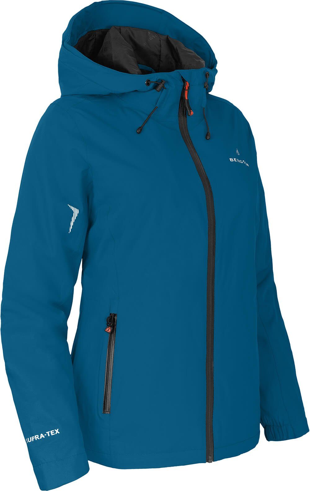 Bergson Outdoorjacke HELLI THERMO Damen Regenjacke, leicht wattiert, 12000 mm Wassersäule, Normalgrößen, Saphir blau
