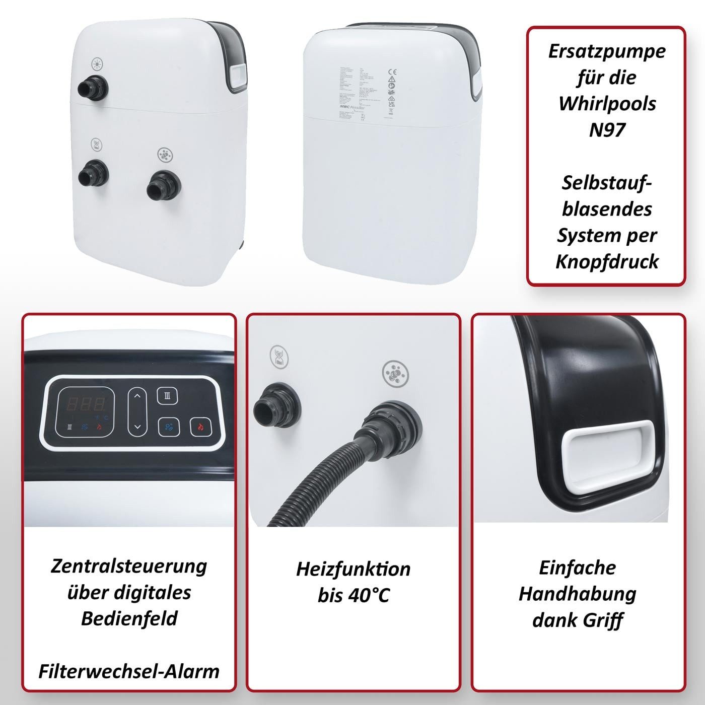 MCW Pool-Filterpumpe MCW-N97-P, Einfache Handhabung dank Griff