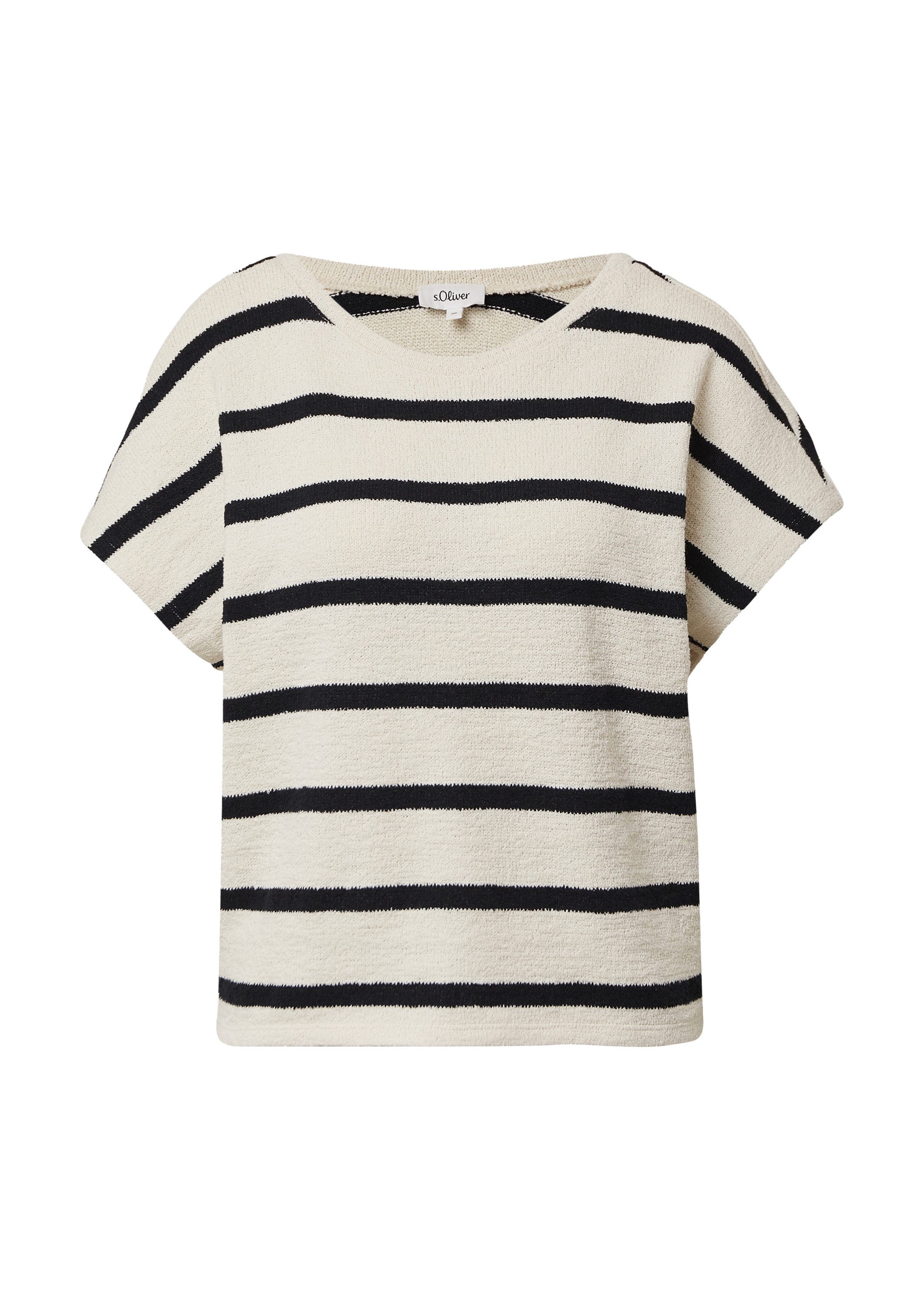 s.Oliver Sweatshirt Sweatshirt Kurzarm-Sweatshirt aus Strickjersey mit überschnittenen Schultern