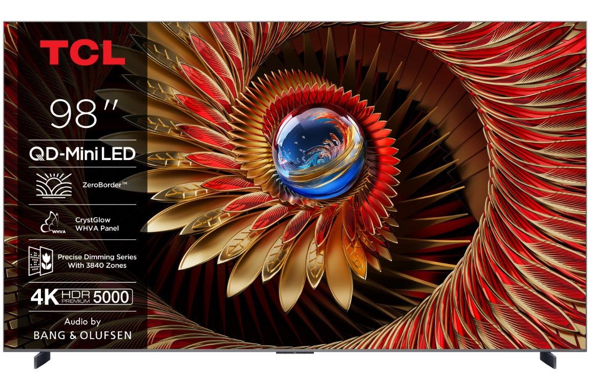 TCL 98C8K Mini-LED-Fernseher (249 cm/98 Zoll, 4K Ultra HD, Smart-TV, 4K HDR Premium 5000, Audio von Bang und Olufsen)