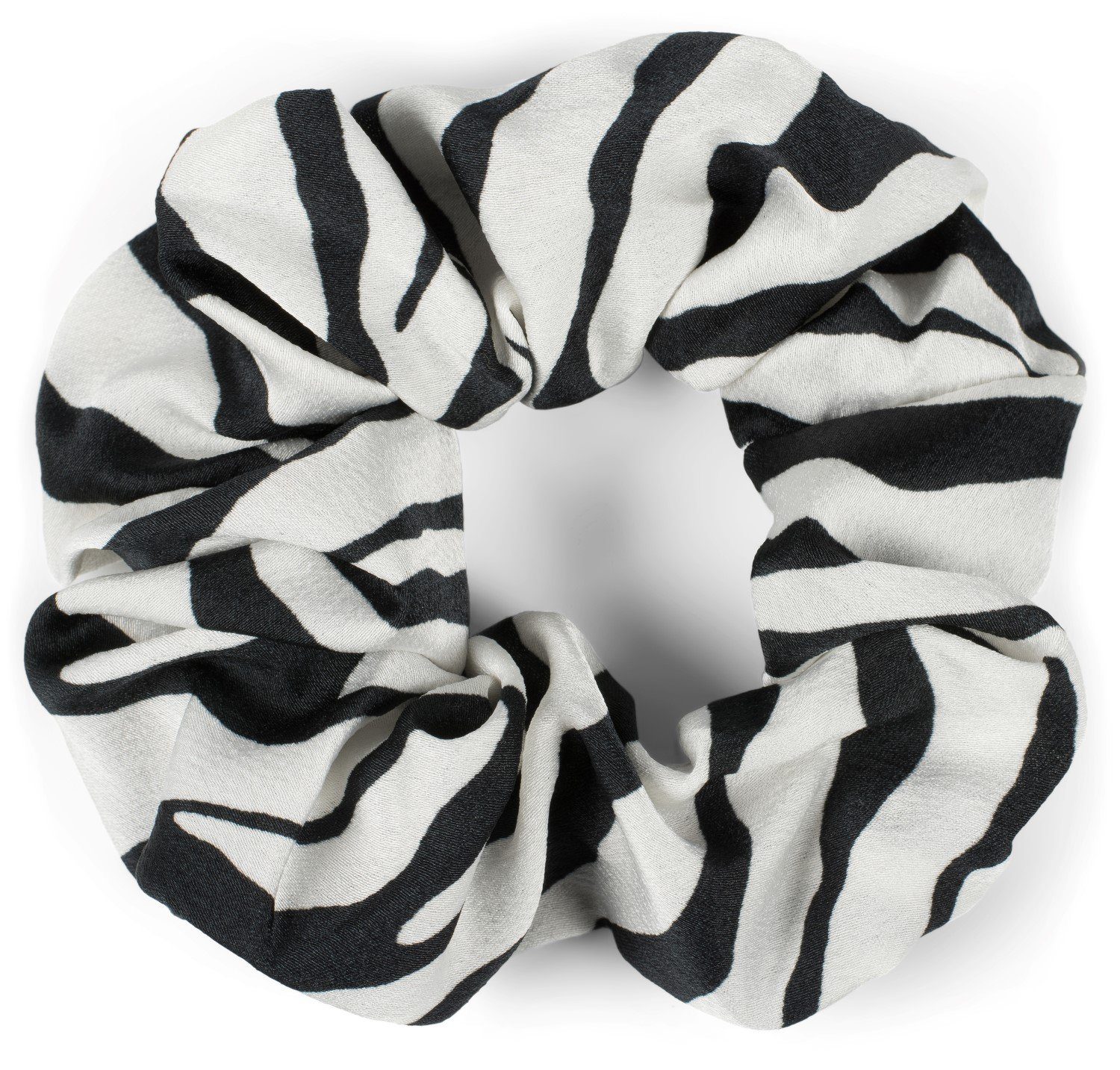 styleBREAKER Zopfhalter, 1-tlg., Scrunchie Haargummi Zebra Muster Schwarz-Weiß