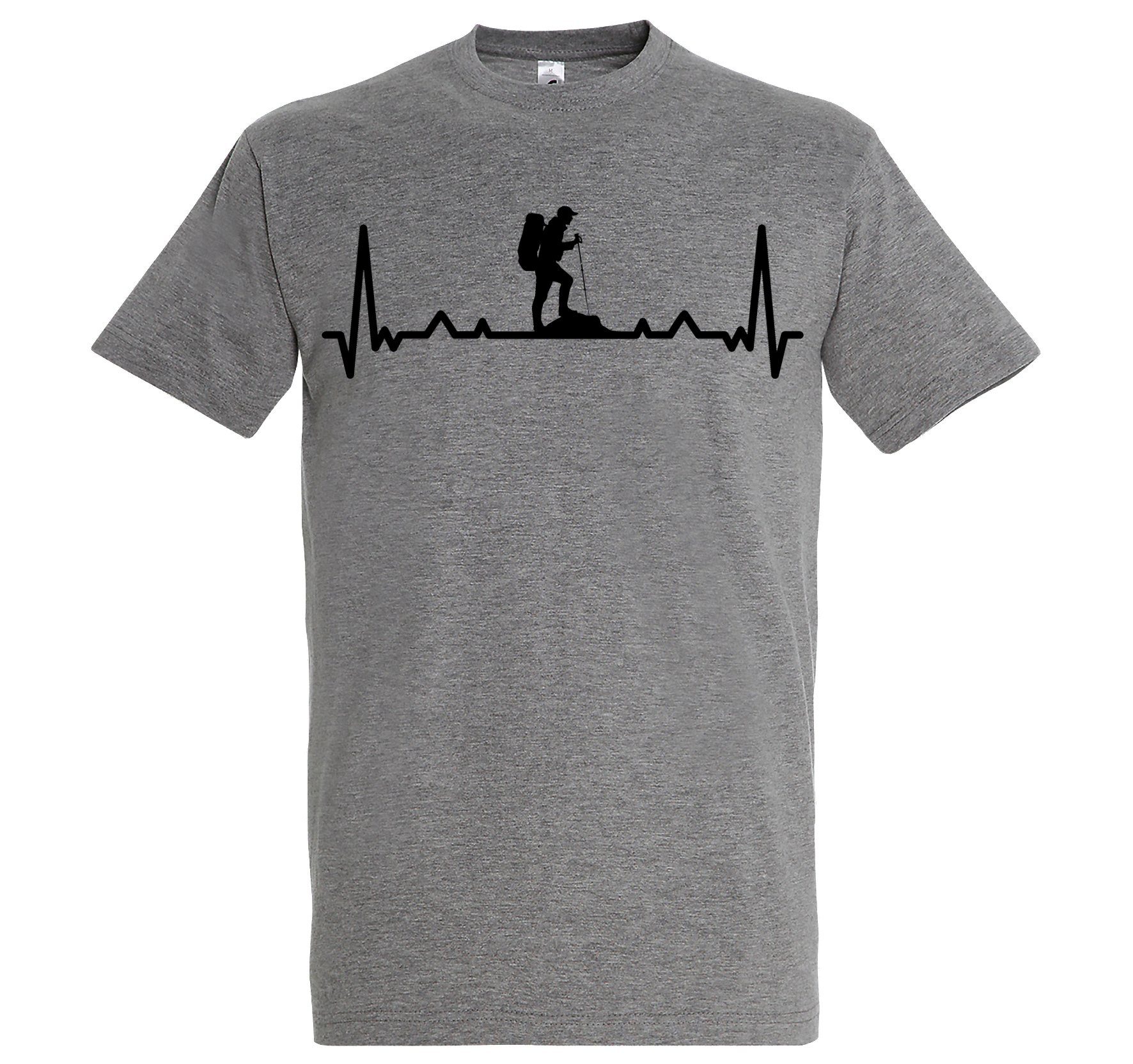 Youth Designz T-Shirt Heartbeat Wandern Herren T-Shirt mit Trendigem Frontdruck Grau