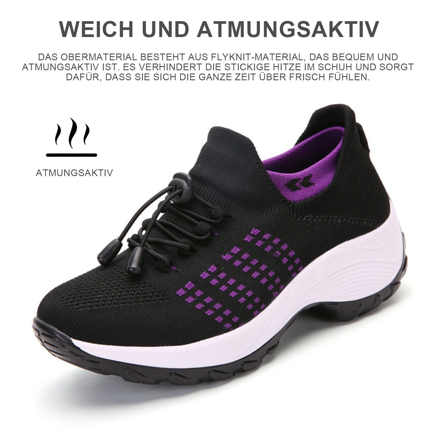 Schwarz Sportschuhe Damen Daisred Walkingschuh Bequeme Wanderschuhe Freizeitschuhe