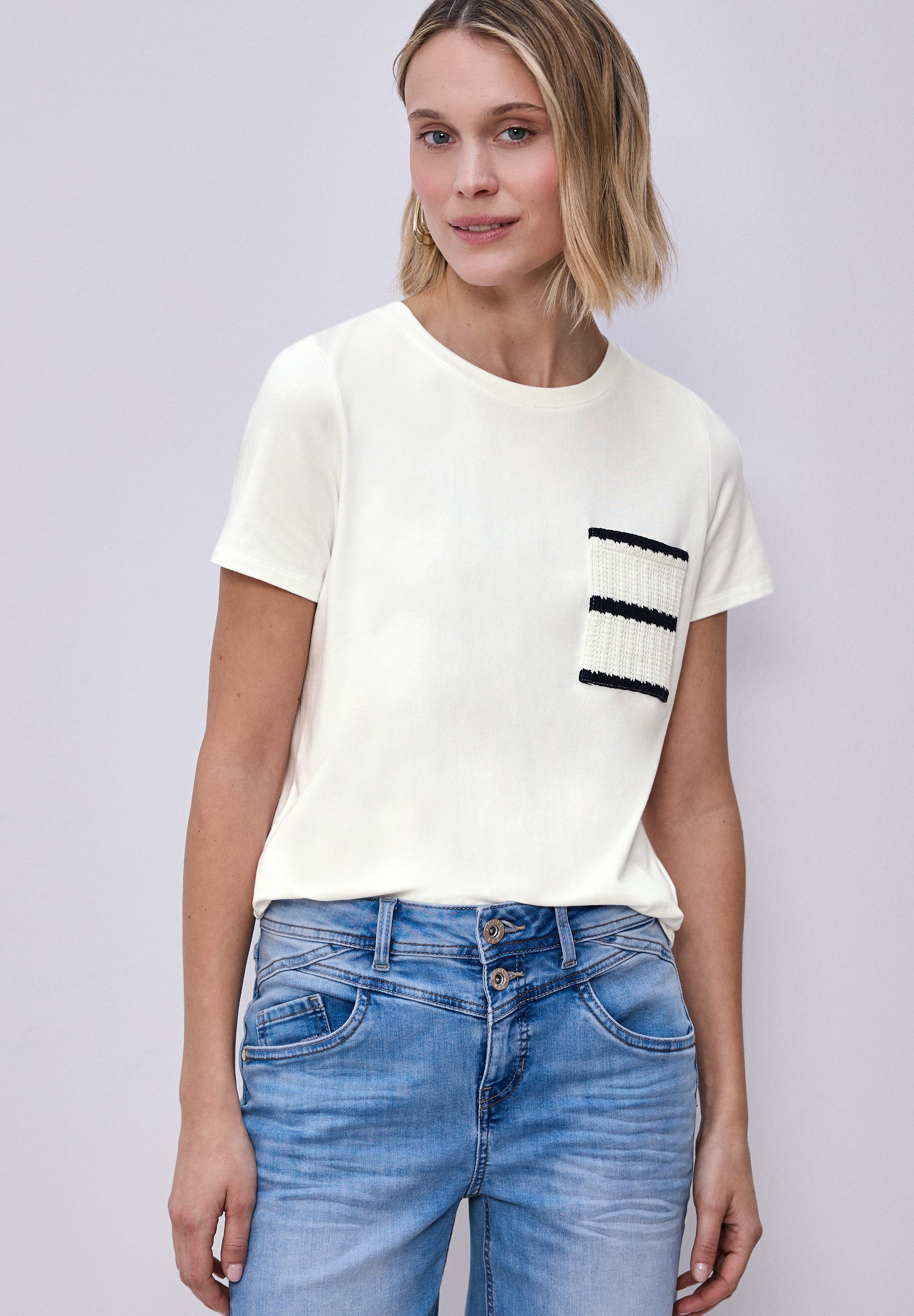 STREET ONE T-Shirt mit Brust Tasche günstig online kaufen