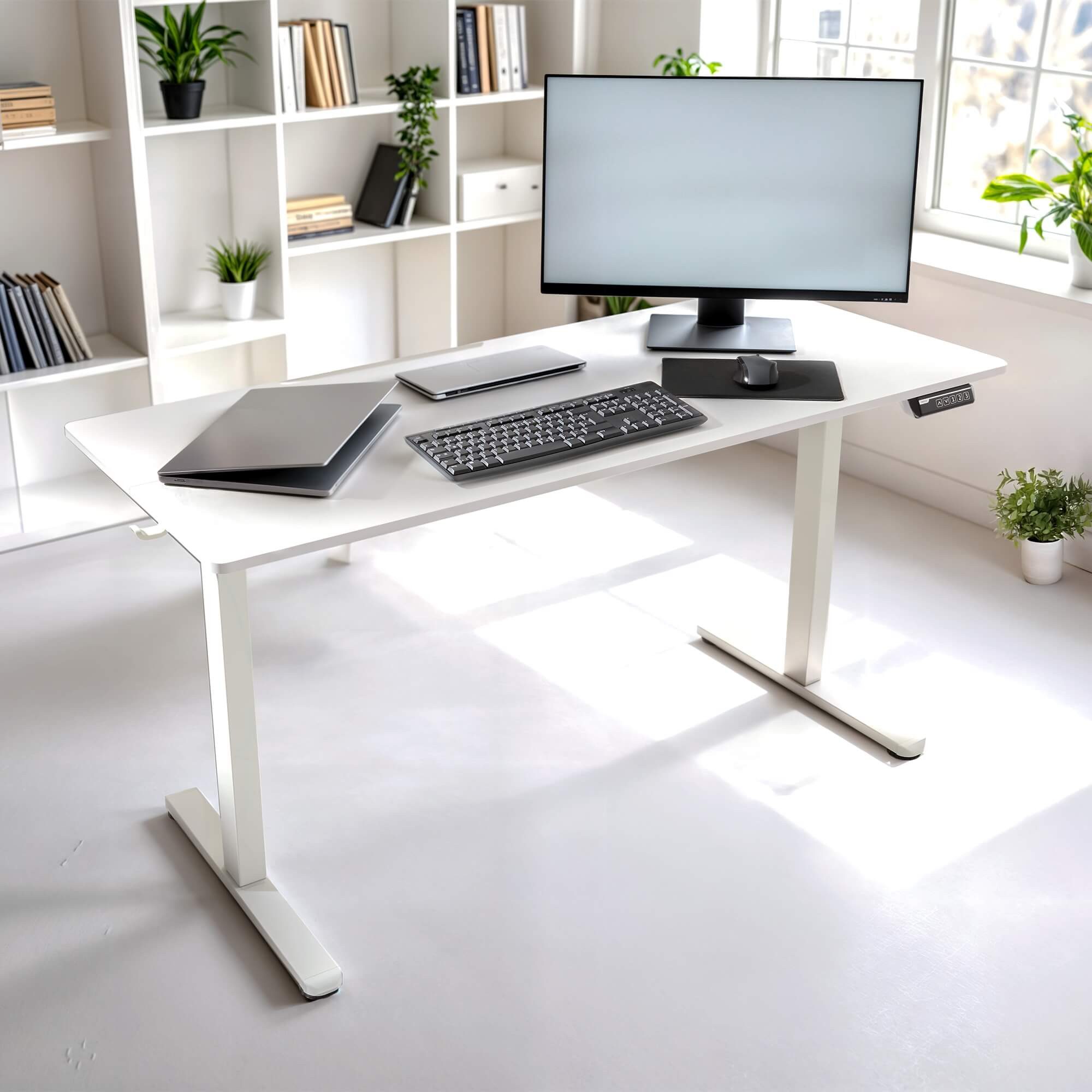 Arebos Schreibtisch Computer-Bürotisch 120 x 60 cm, elektrisch Memory-Funkt günstig online kaufen