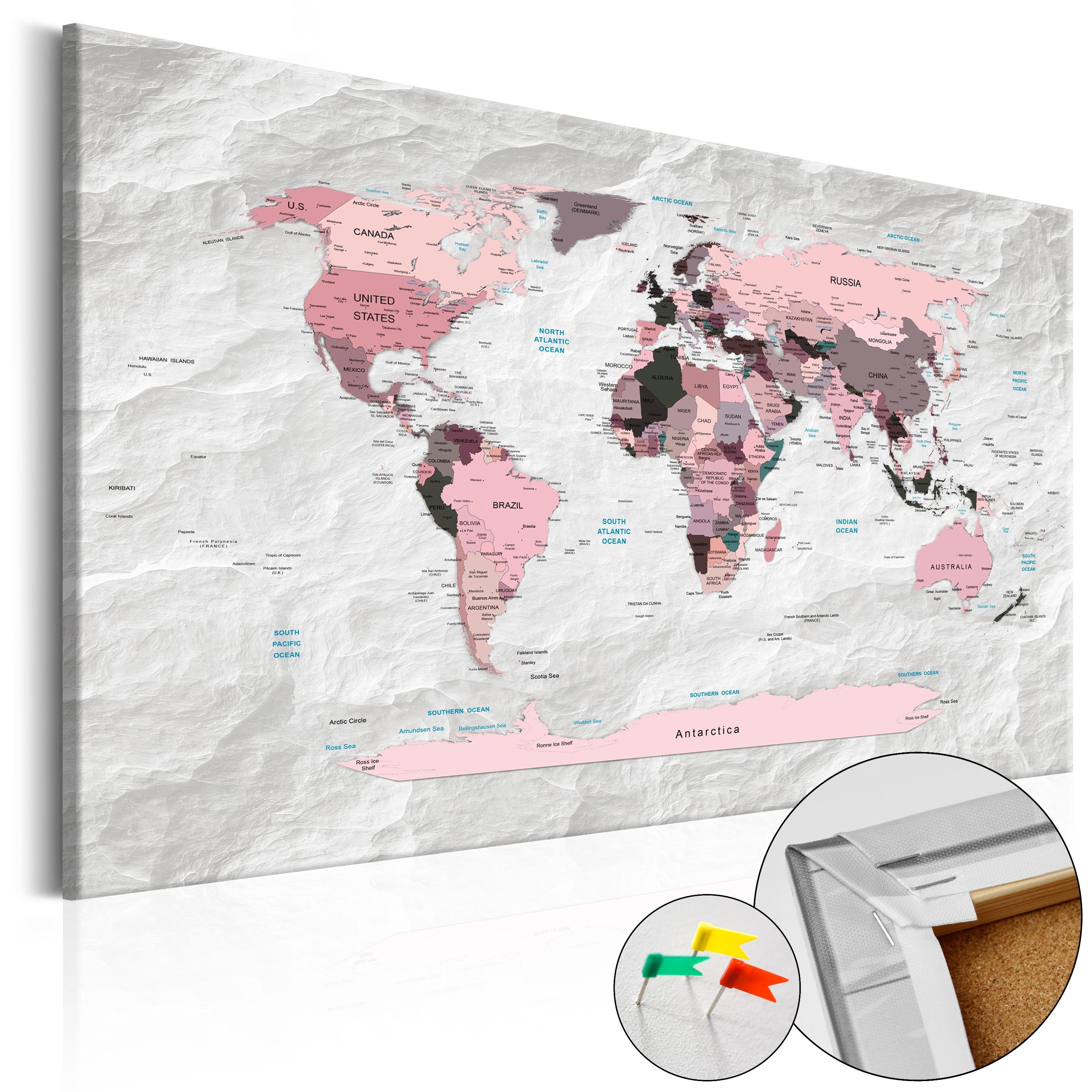 Artgeist Pinnwand Pink Continents [Cork Map]