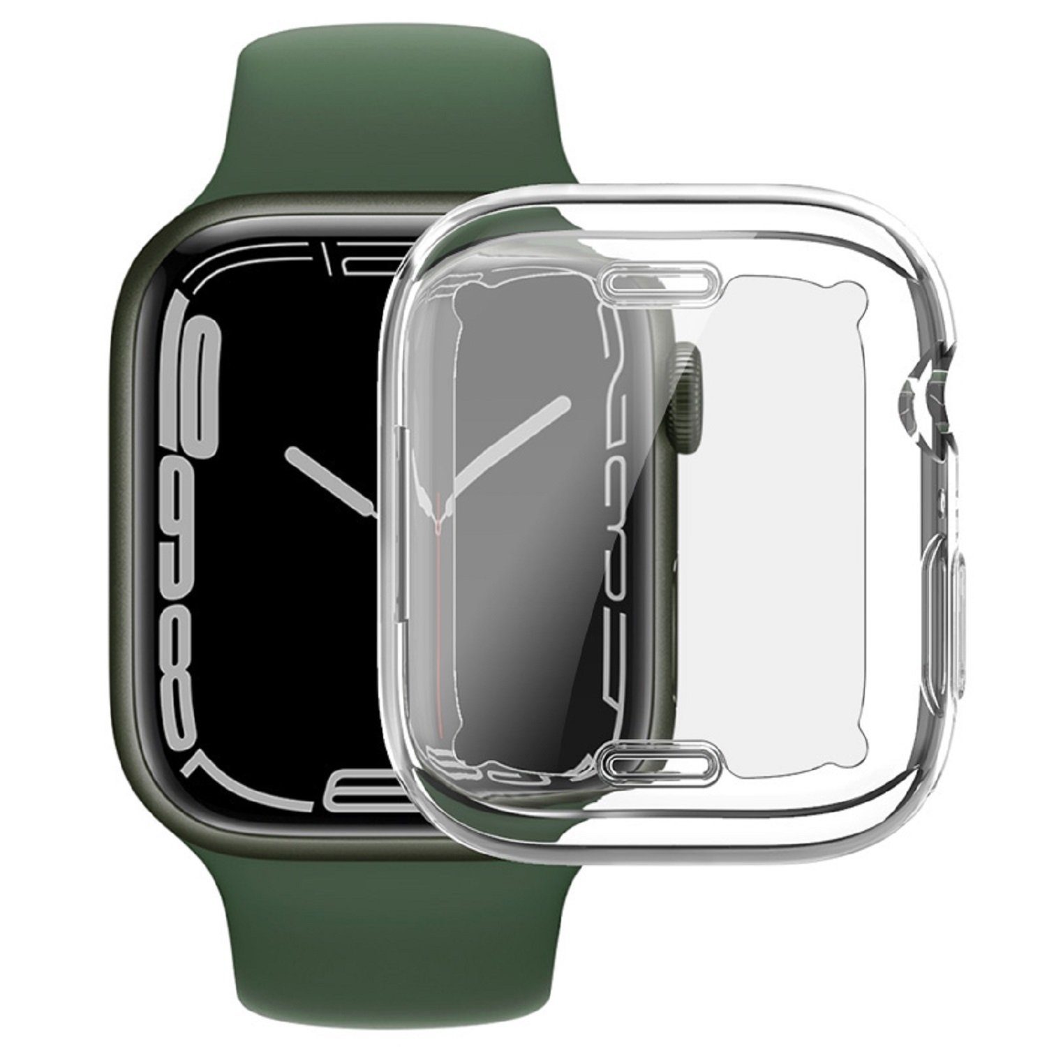Protectorking Handyhülle Smartwatch Hülle für Apple Watch 7 45mm Kamera 47  mm OLED, Hoch Quailitative Handyhülle Display-und Kameraschutz durch  erhöhten Rand ANTI-SHOCK/ ANTI-STOß/ ANTI-KRATZ/ ANTI-SCHMUTZ
