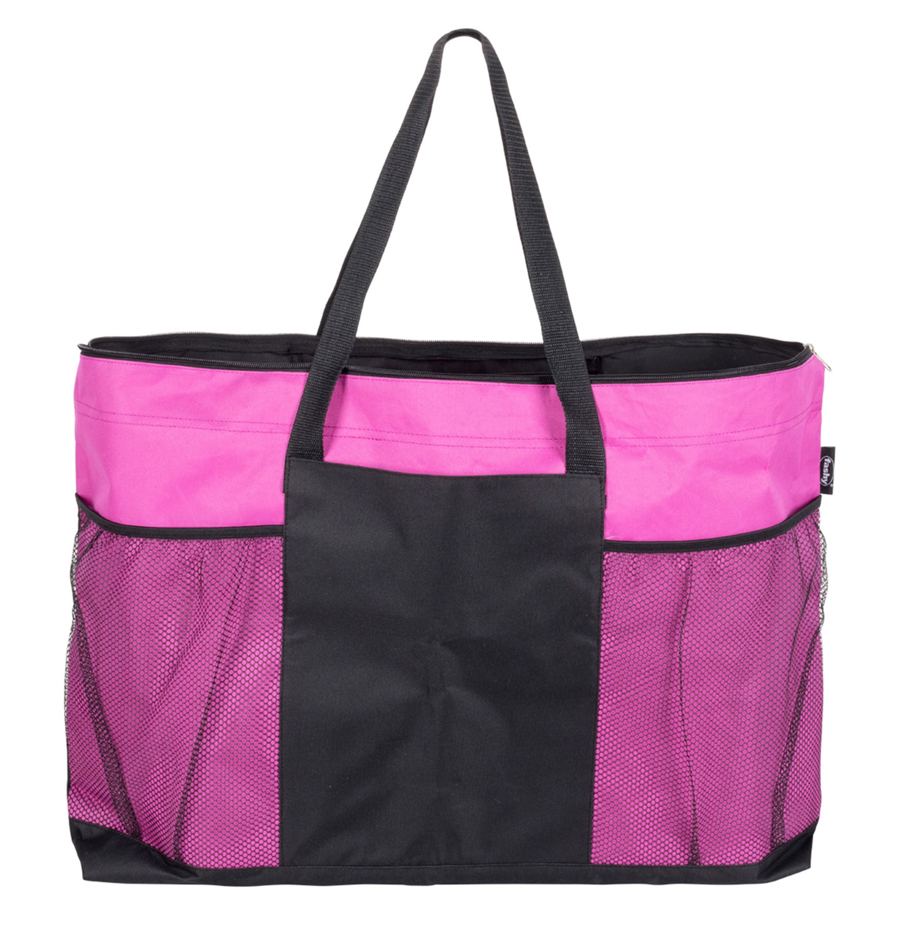 Fashy Shopper Fashy - Große XXL Strandtasche Badetasche Umhängetasche Pink Schwarz
