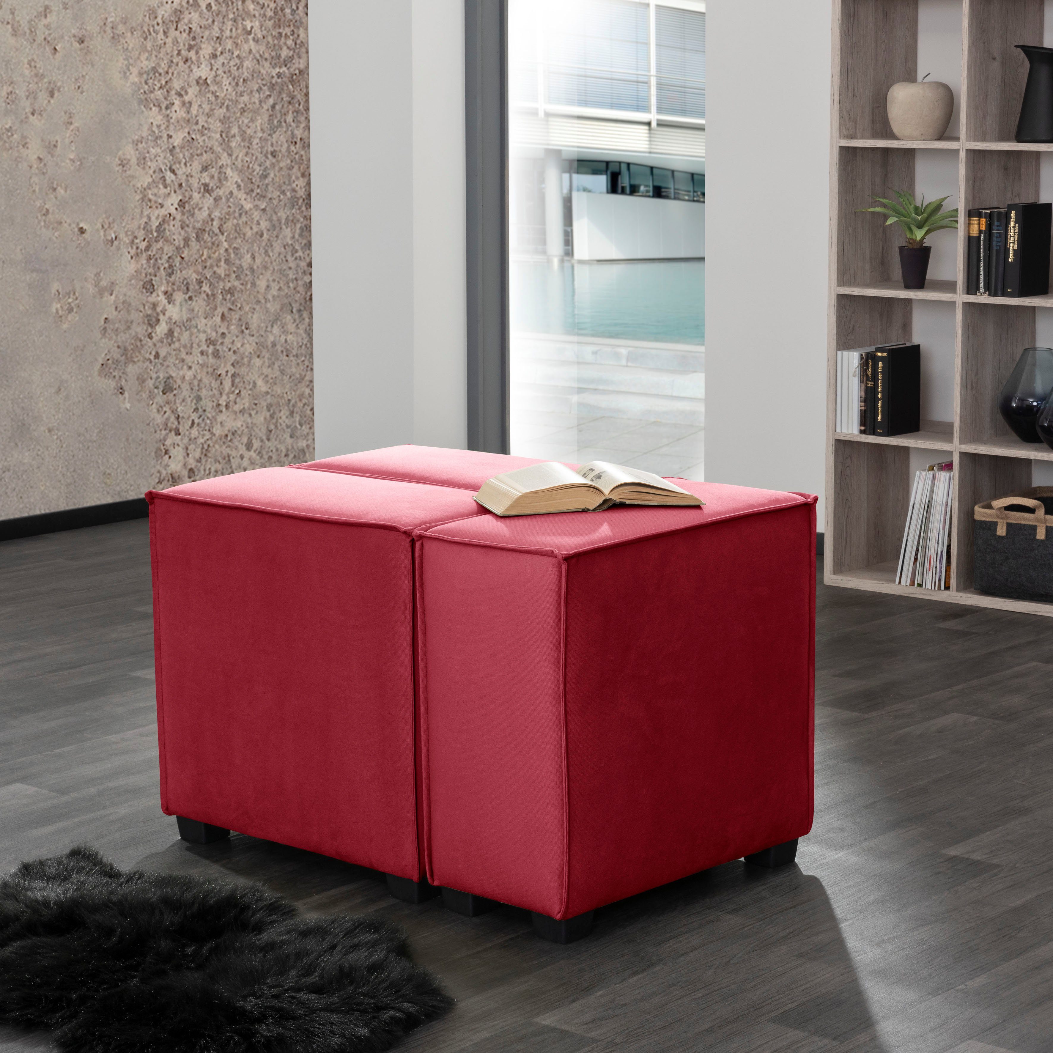 Max Winzer® Wohnlandschaft MOVE, Set, Sofa-Set 11 aus 3 Sitz-Elementen, 3 Einzelsitze oder 1 Hocker rot