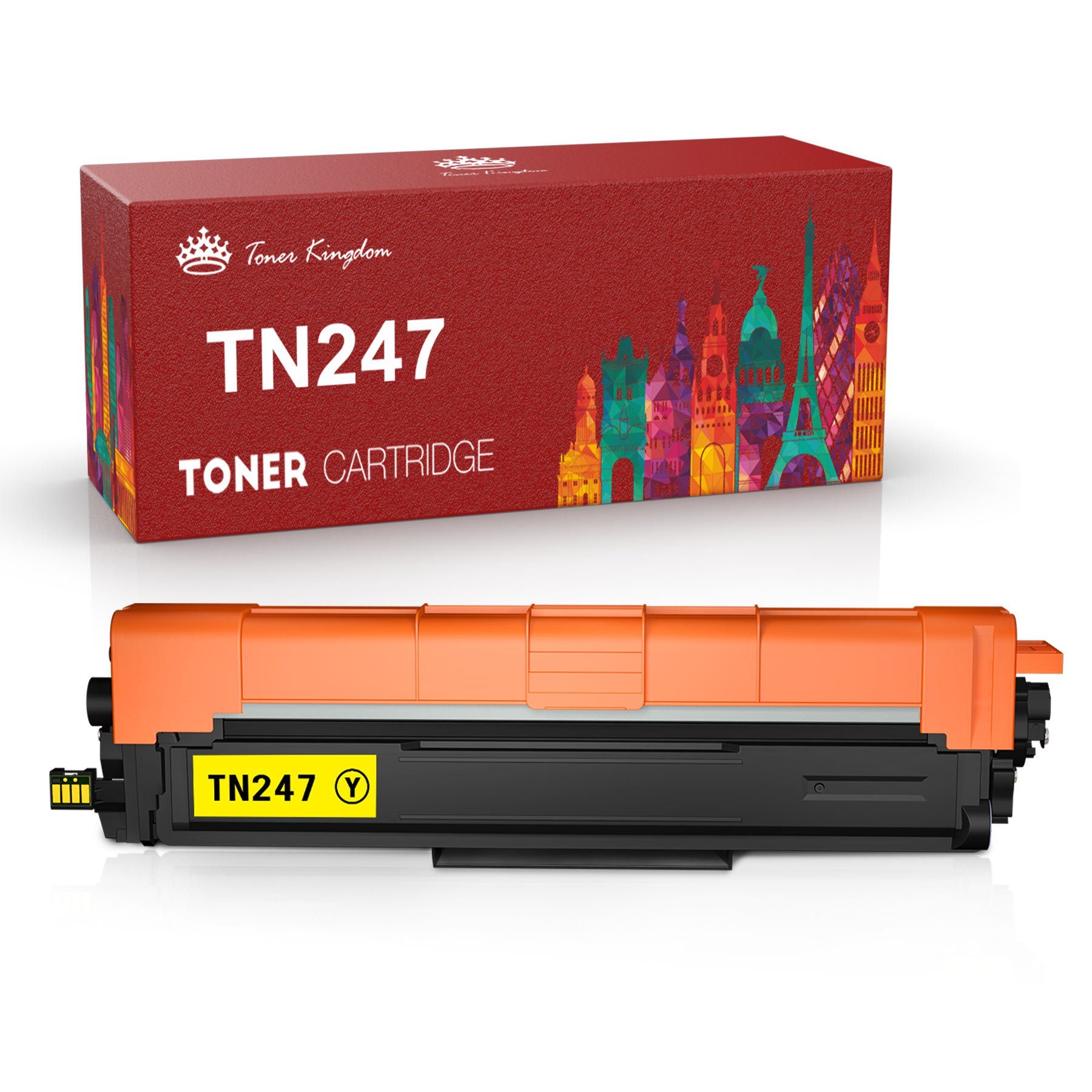 Toner Kingdom Tonerpatrone TN247, (Kompatibel CDW HL-L3230 TN-247 TN243 TN XXL CDW Brother DCP-L3510 247 243), CW 1x MFC-L3710 TN für Gelb