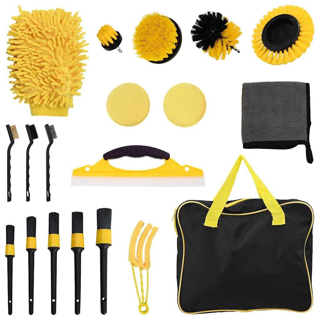 vidaXL Reinigungsbürsten-Set Auto Bürsten Set Mehrfarbig Poly-Rattan, (19-tlg)