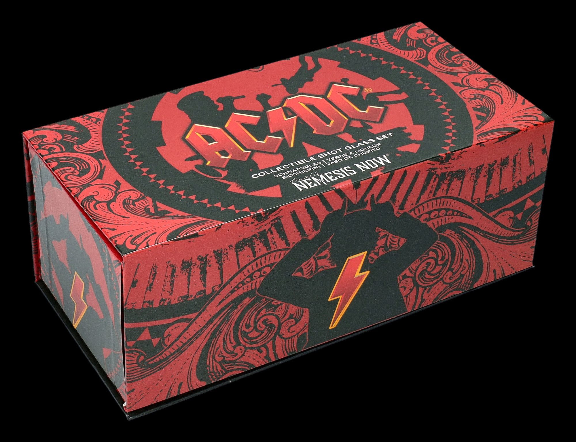 Figuren Shop GmbH Schnapsglas Schnapsbecher Set AC/DC - Logo - Merchandise Becher Schnapsglas Deko, Kunststein (Polyresin), Edelstahl