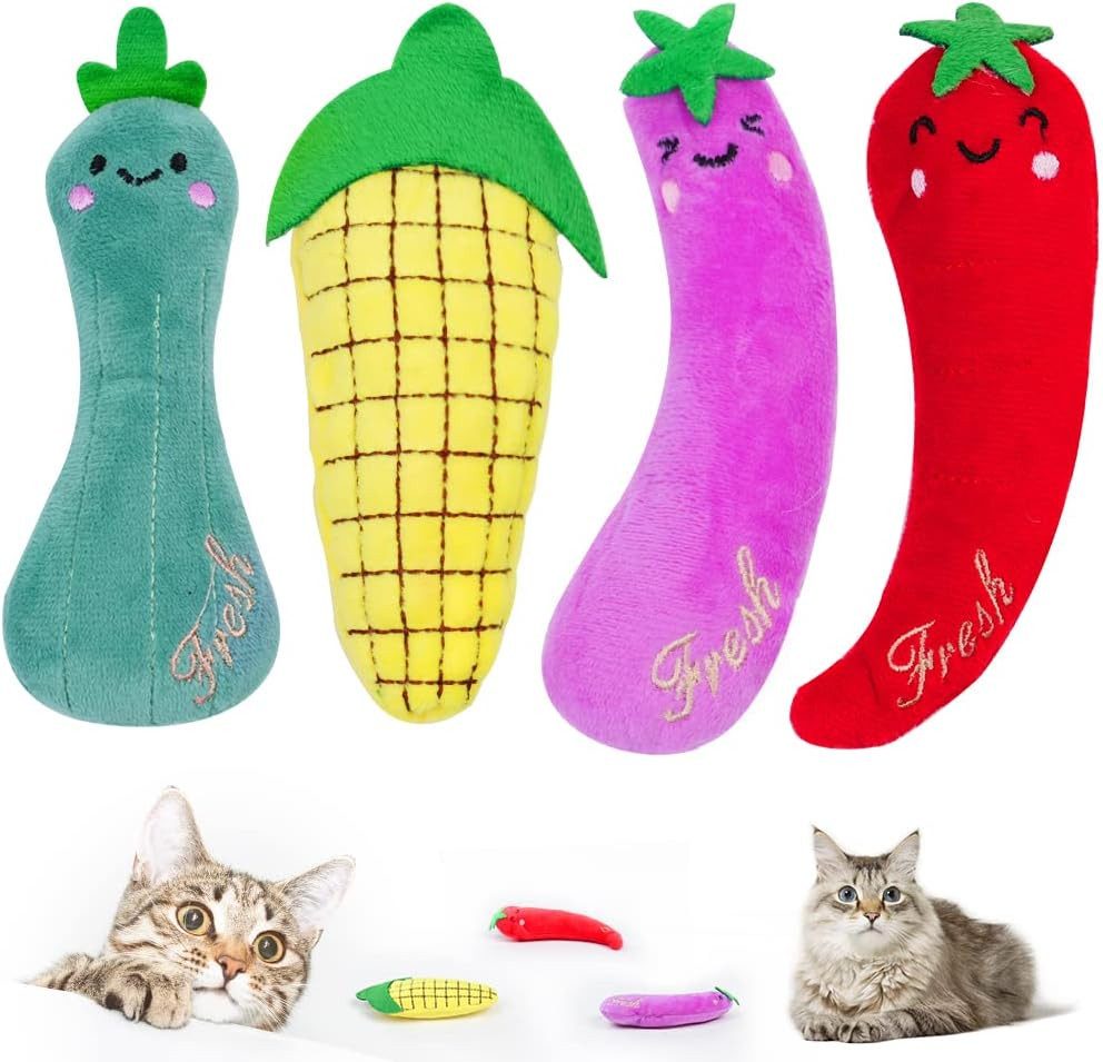 FELIXLEO Tierkuscheltier 4 Stück Katzenminzen Spielzeug Zähne Reinigung für Kitten