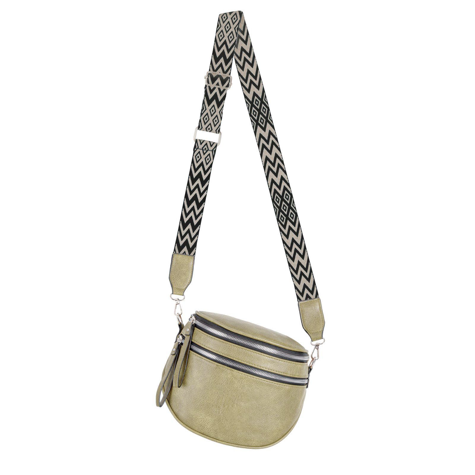 EAAKIE Gürteltasche Bauchtasche Umhängetasche Crossbody-Bag Kunstleder Italy-Design, als Schultertasche, CrossOver, Umhängetasche tragbar