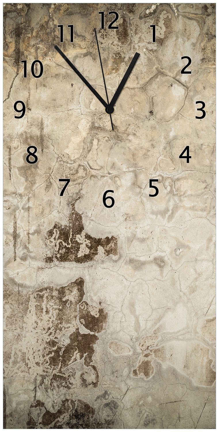 aus Beton abblätternder Acryl) Wanduhr aus schmutzige Alte mit Wallario Wand Farbe (Uhr