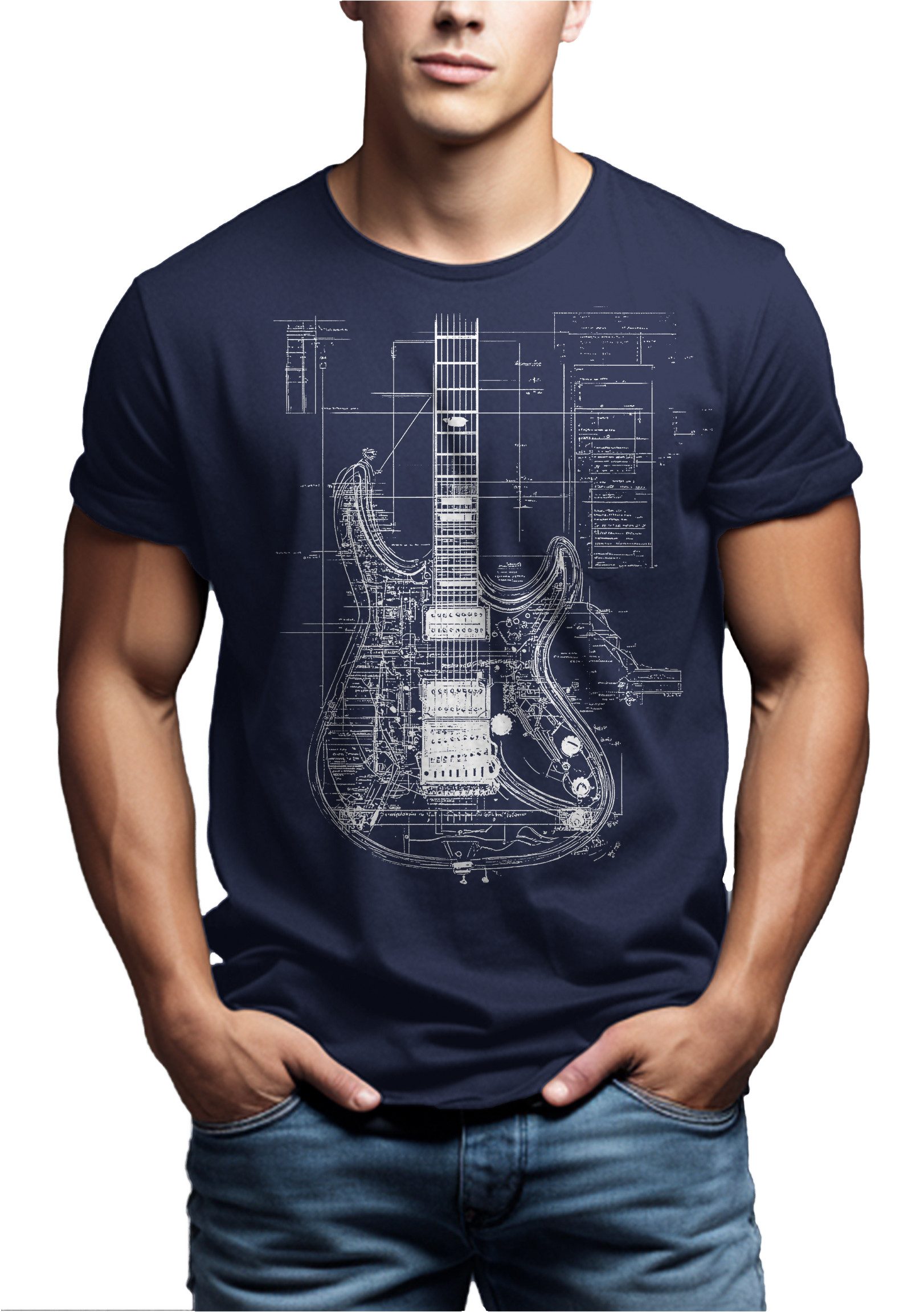 MAKAYA Print-Shirt mit Gitarrenmotiv Herren Musik Geschenke Gitarrenspieler günstig online kaufen