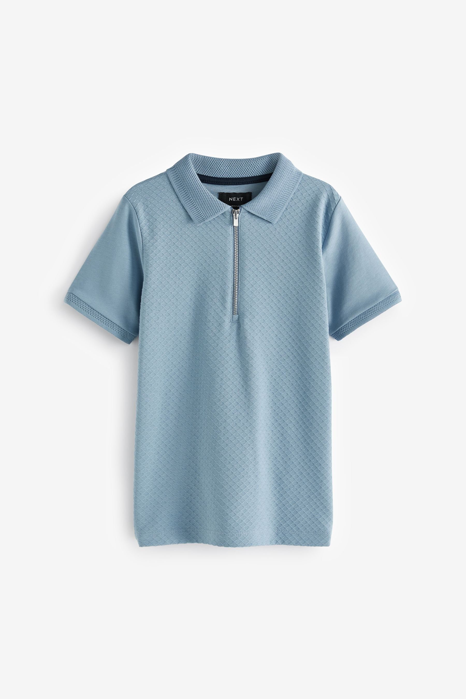 Reißverschluss Poloshirt Kurzärmeliges Blue Poloshirt Next mit (1-tlg)