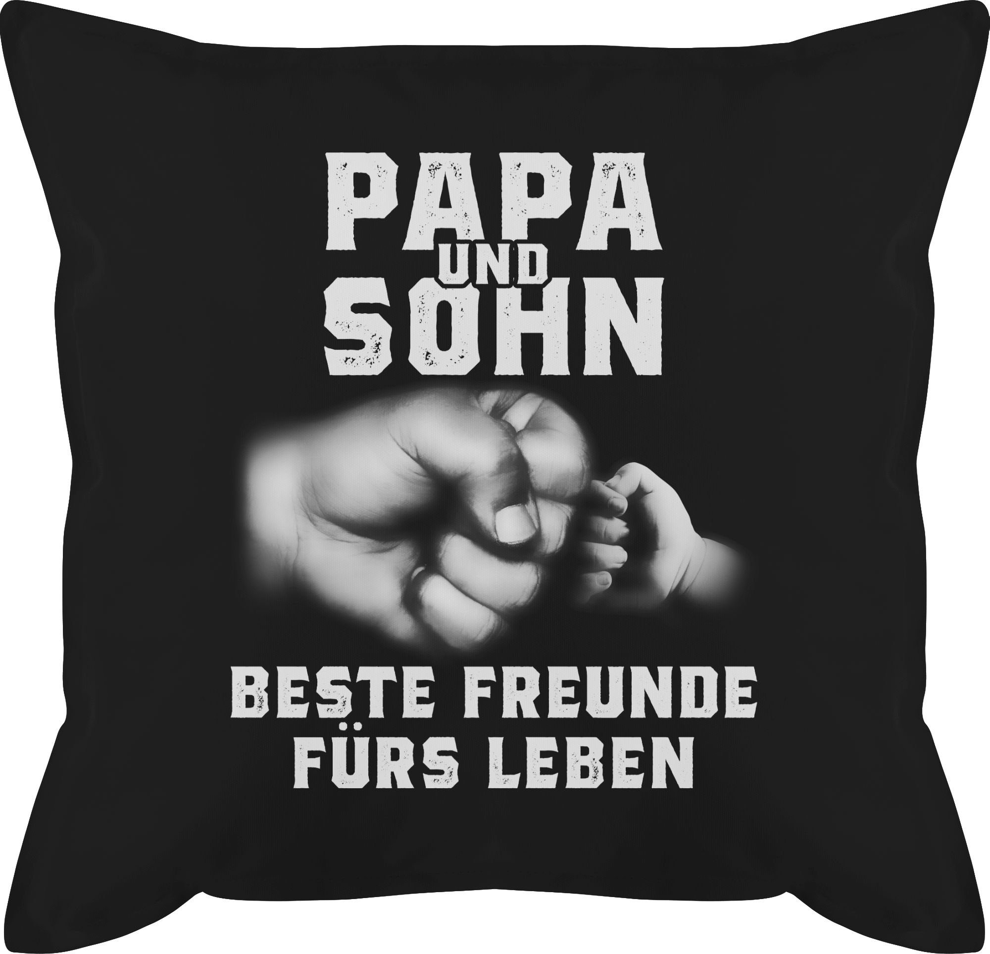 Shirtracer Dekokissen Papa und Sohn beste Freunde fürs Leben, Vatertagsgeschenk Kissen 2 Schwarz