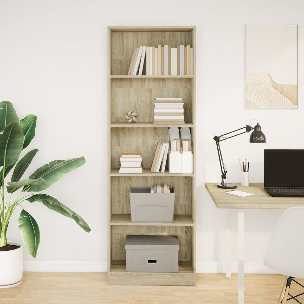 vidaXL Bücherregal Bücherregal Sonoma-Eiche 60x24x176 cm Holzwerkstoff, 1-tlg.