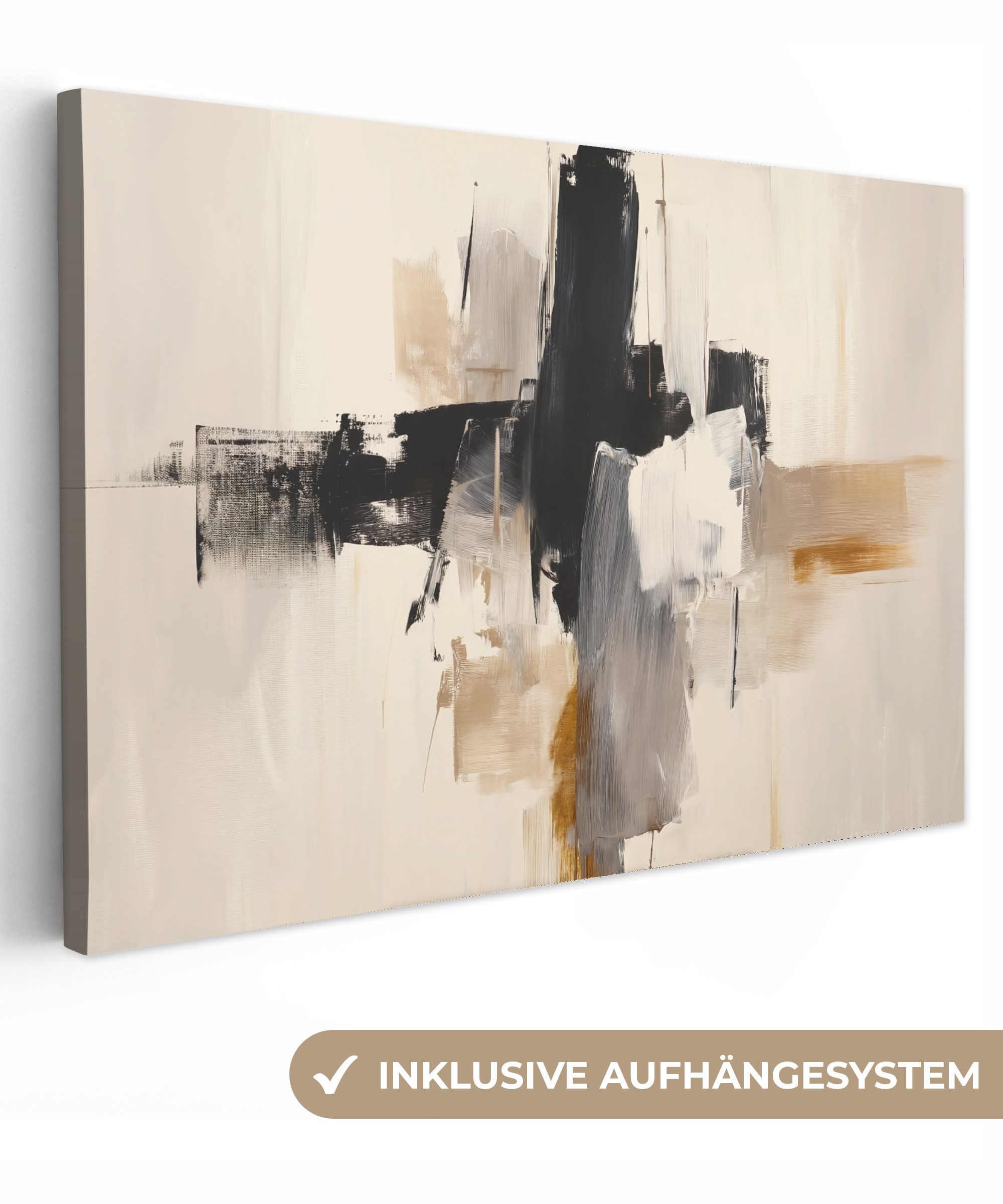 OneMillionCanvasses® Leinwandbild Pinselstriche - Grob - Abstrakt - Beige, günstig online kaufen