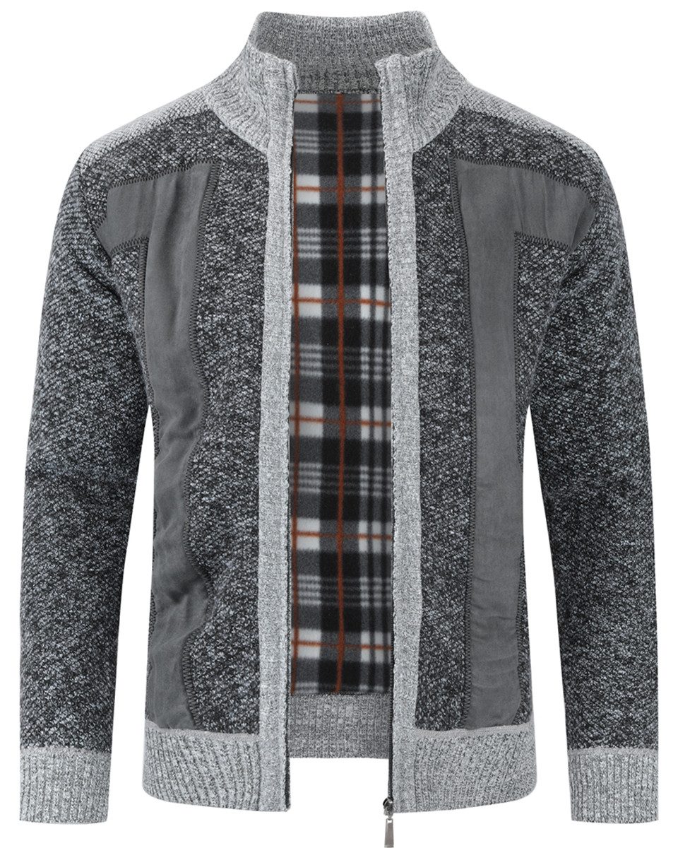 Allthemen Cardigan Herren Strickjacke mit ärmelflecken Strickjacke Winter