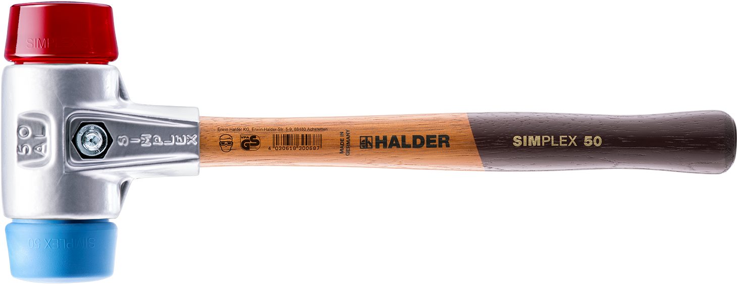 Halder KG Hammer SIMPLEX-Schonhämmer, mit Aluminiumgehäuse und hochwertigem Holzstiel Ø=60 mm 3116.060 | Hammer