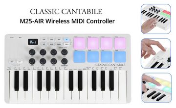 Classic Cantabile Keyboard M25-AIR Wireless MIDI Controller - kompatibel zu Apple iPhone & iPad, (Inkl. USB-Kabel USB-A -> USB-B), LED-beleuchtete Pads