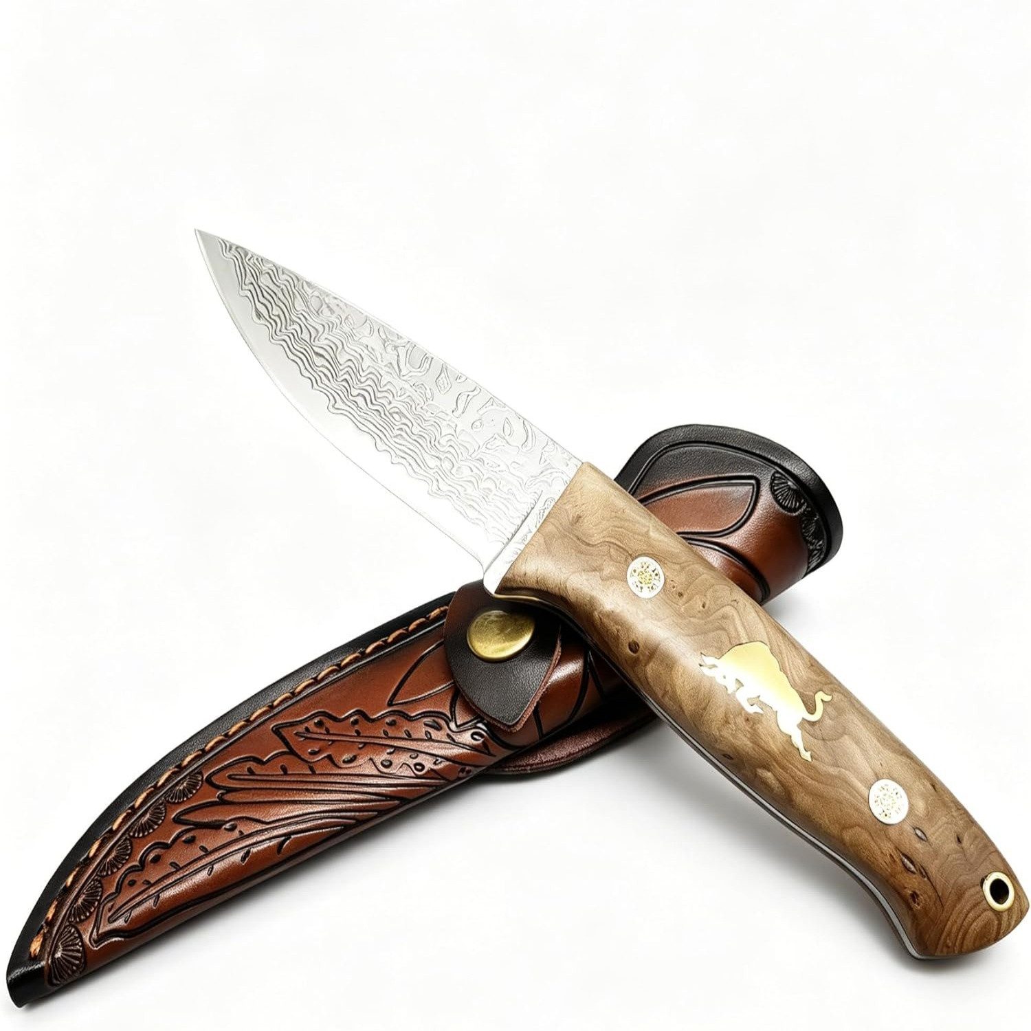 KingLux Jagdmesser Handgeschmiedetes 77-lagiges VG10 Damaststahl-Festklingenmesser, (1 St)